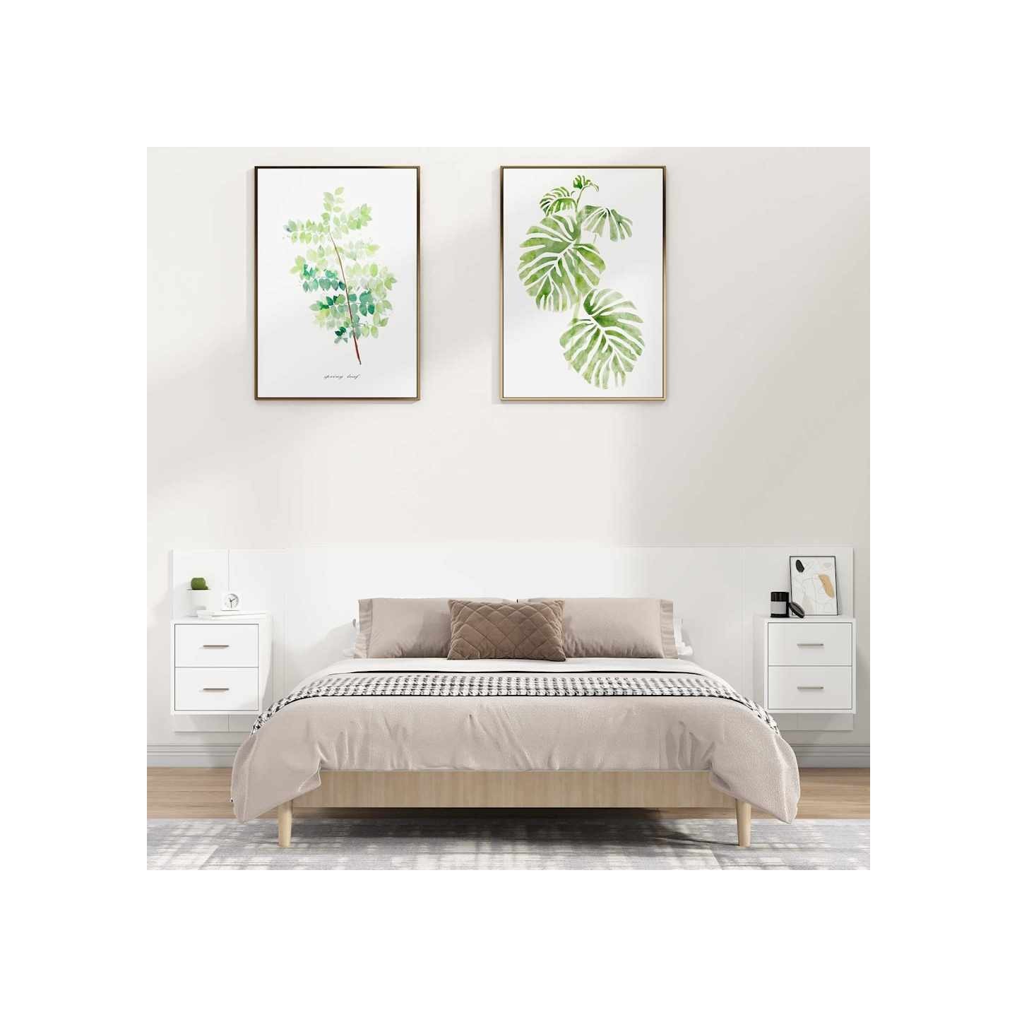 Tête de lit avec armoires Blanc Bois d’ingénierie