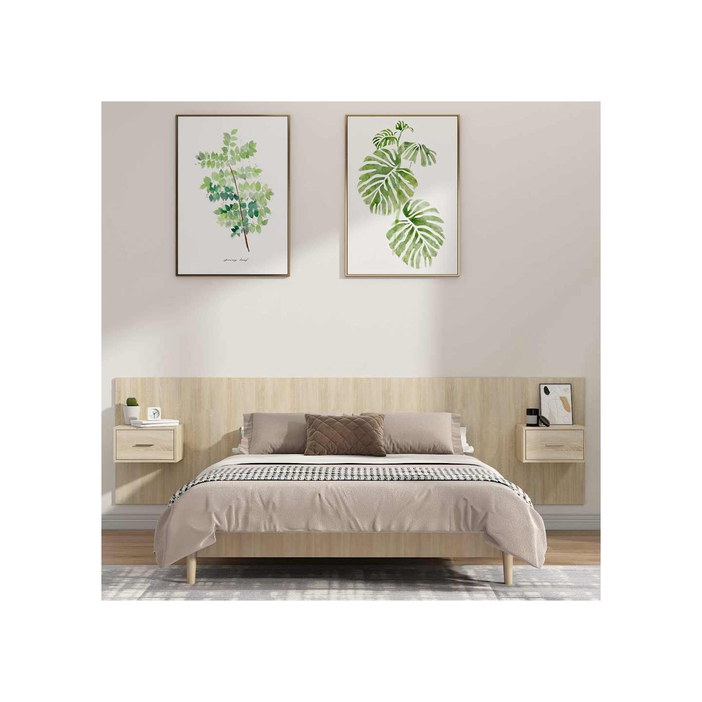 Tête de lit avec armoires Chêne sonoma Bois d'ingénierie
