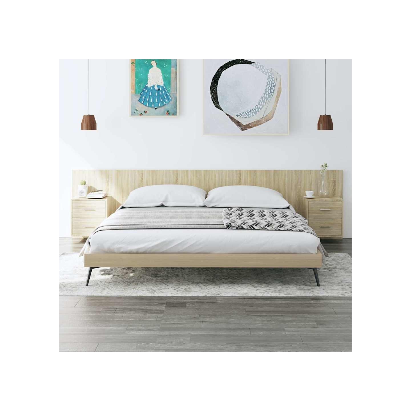 Tête de lit avec armoires Chêne sonoma Bois d'ingénierie