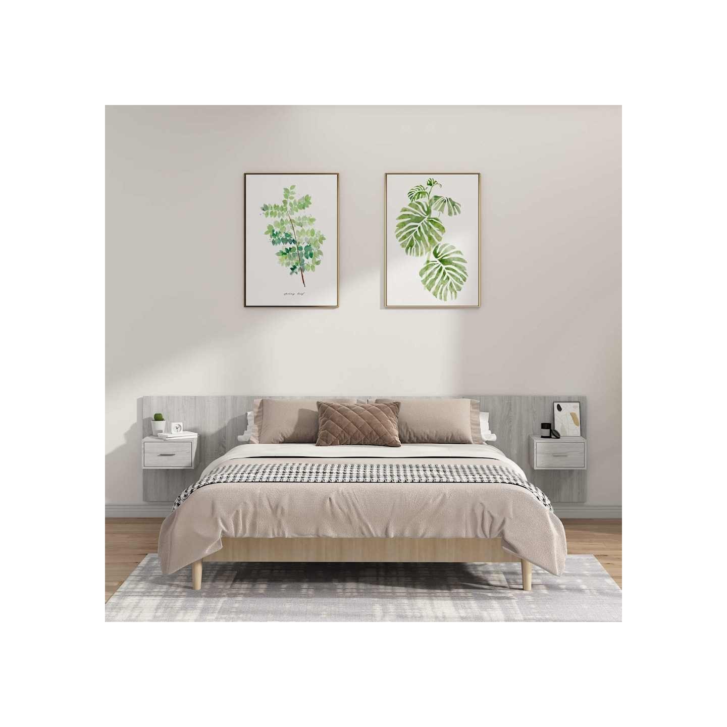 Tête de lit avec armoires sonoma gris Bois d'ingénierie