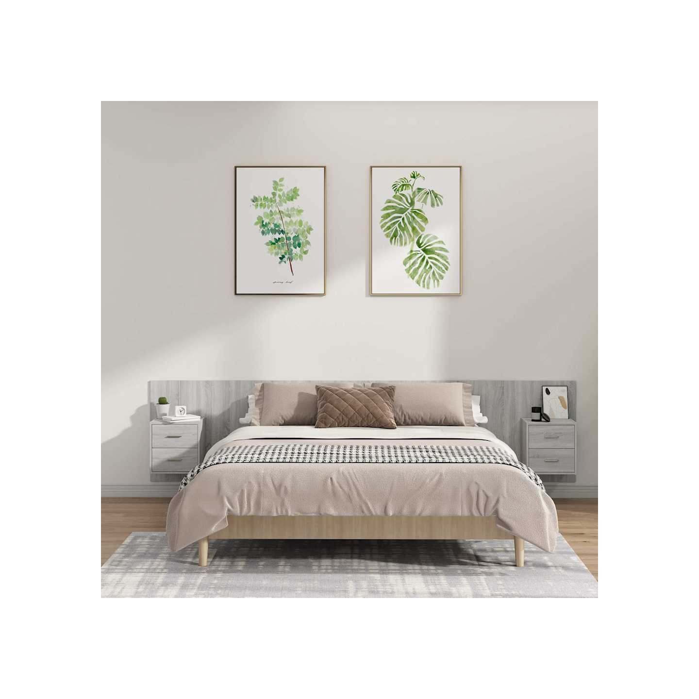 Tête de lit avec armoires sonoma gris Bois d'ingénierie