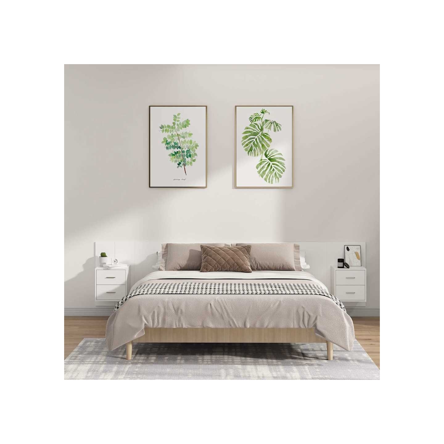Tête de lit avec armoires Blanc Bois d'ingénierie