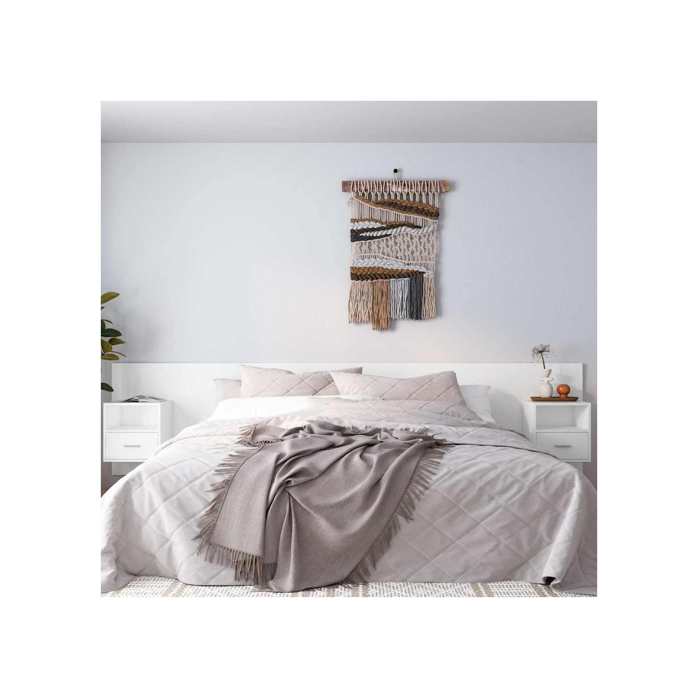 Tête de lit avec armoires Blanc Bois d’ingénierie