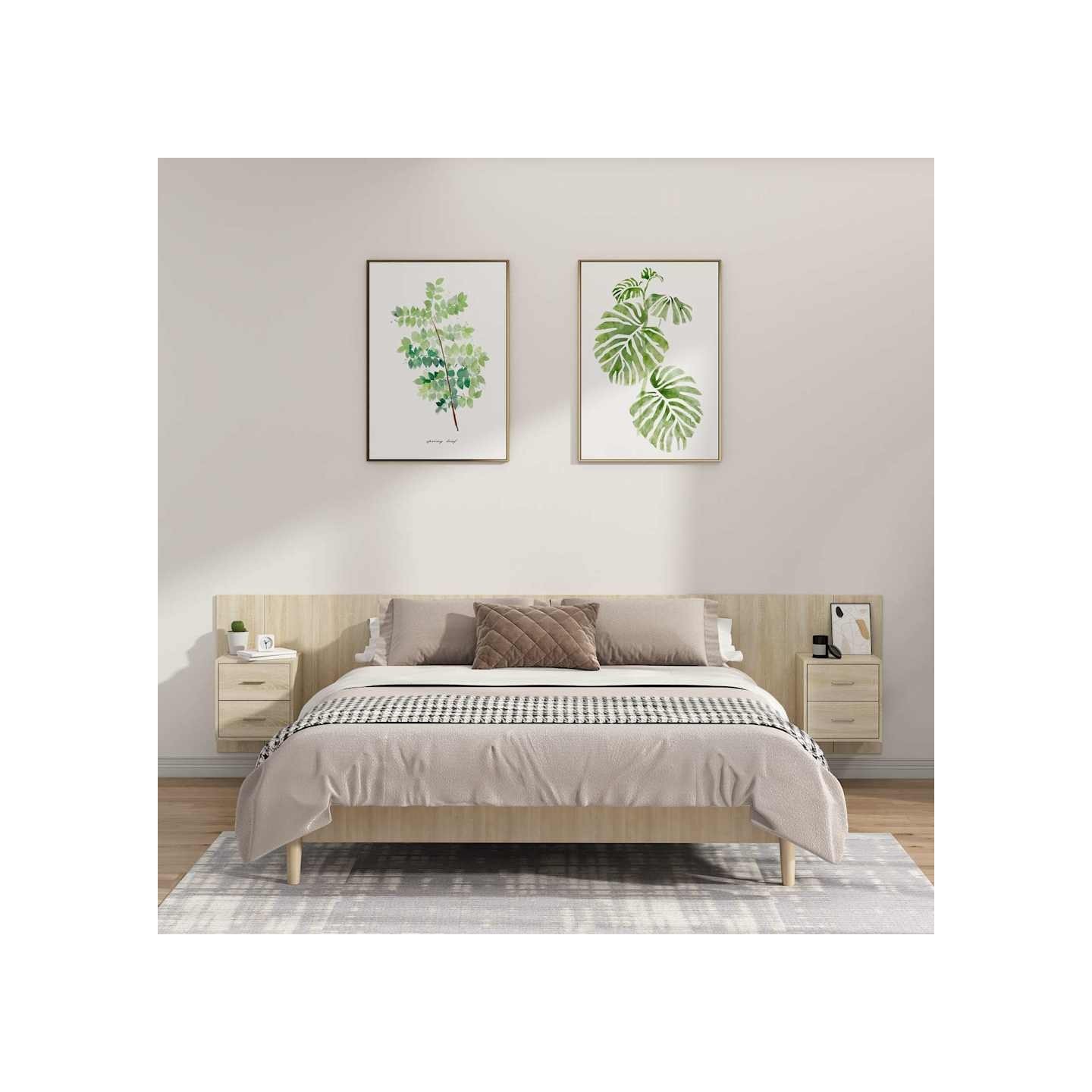 Tête de lit avec armoires Chêne sonoma Bois d'ingénierie