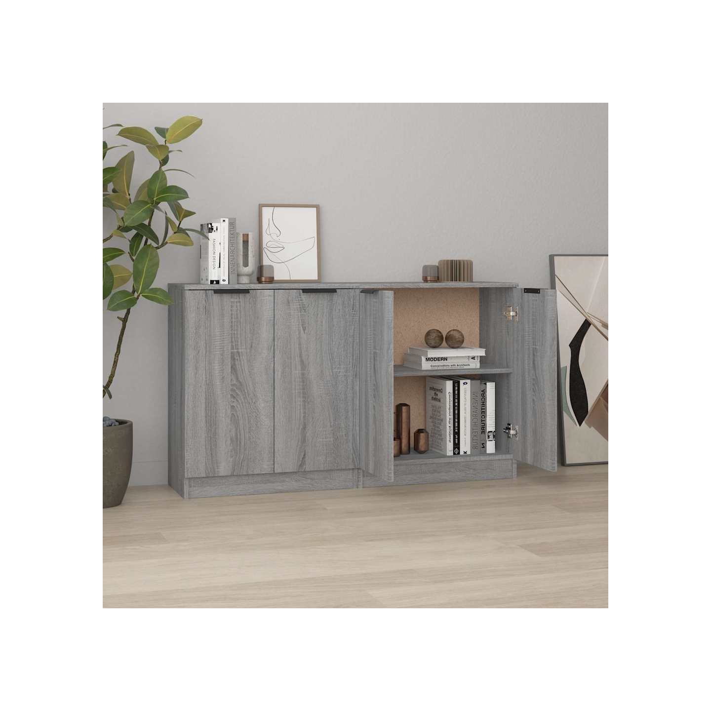 Buffets 2 pcs Sonoma gris 60x30x70 cm Bois d'ingénierie