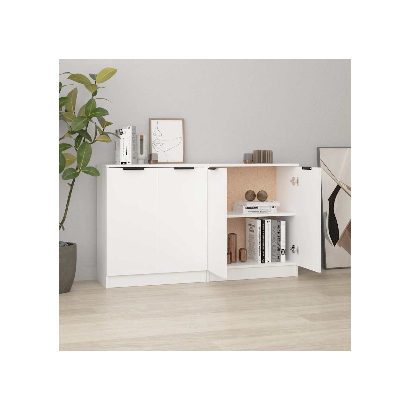 Buffets 2 pcs blanc 60x30x70 cm Bois d'ingénierie