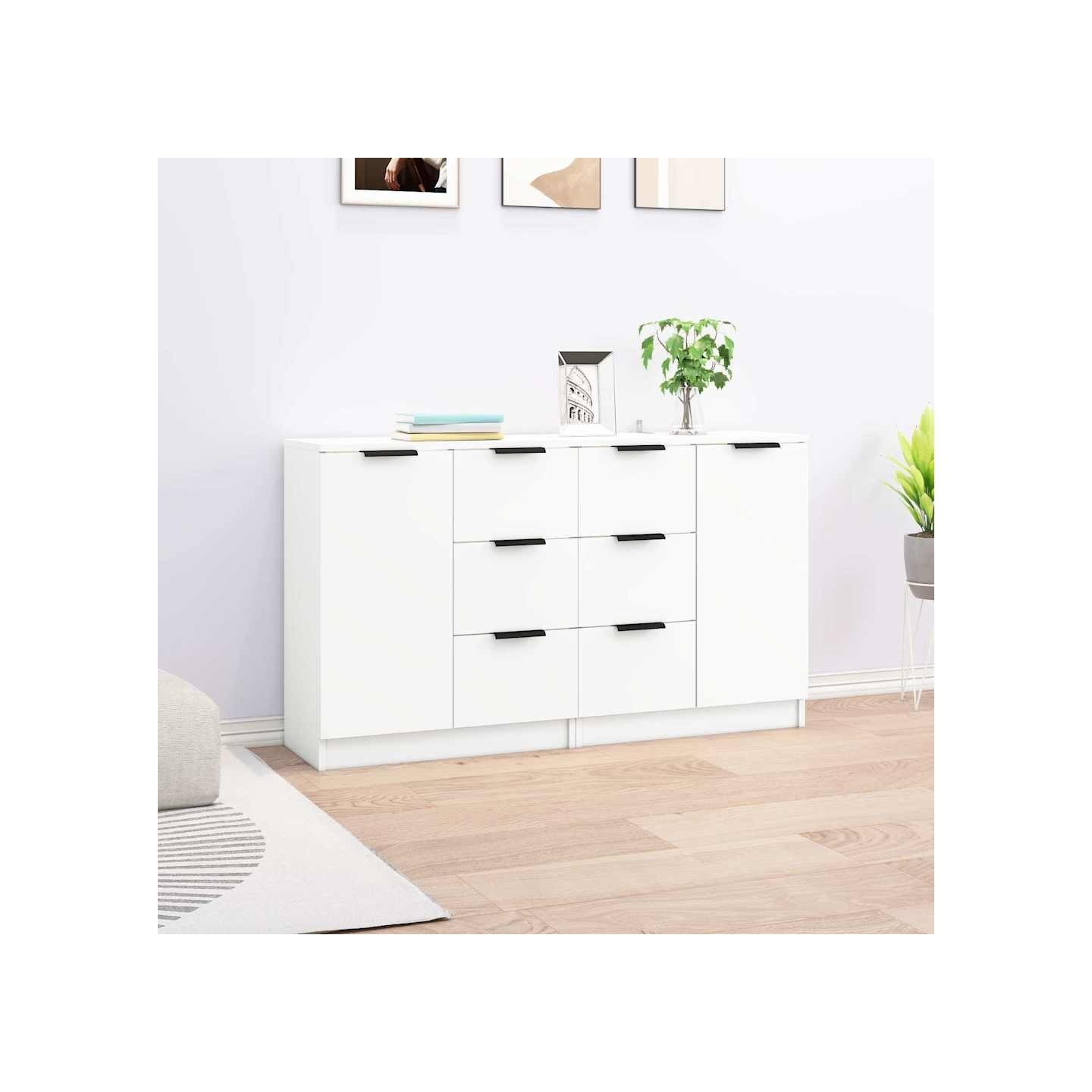 Buffets 2 pcs blanc 60x30x70 cm Bois d'ingénierie
