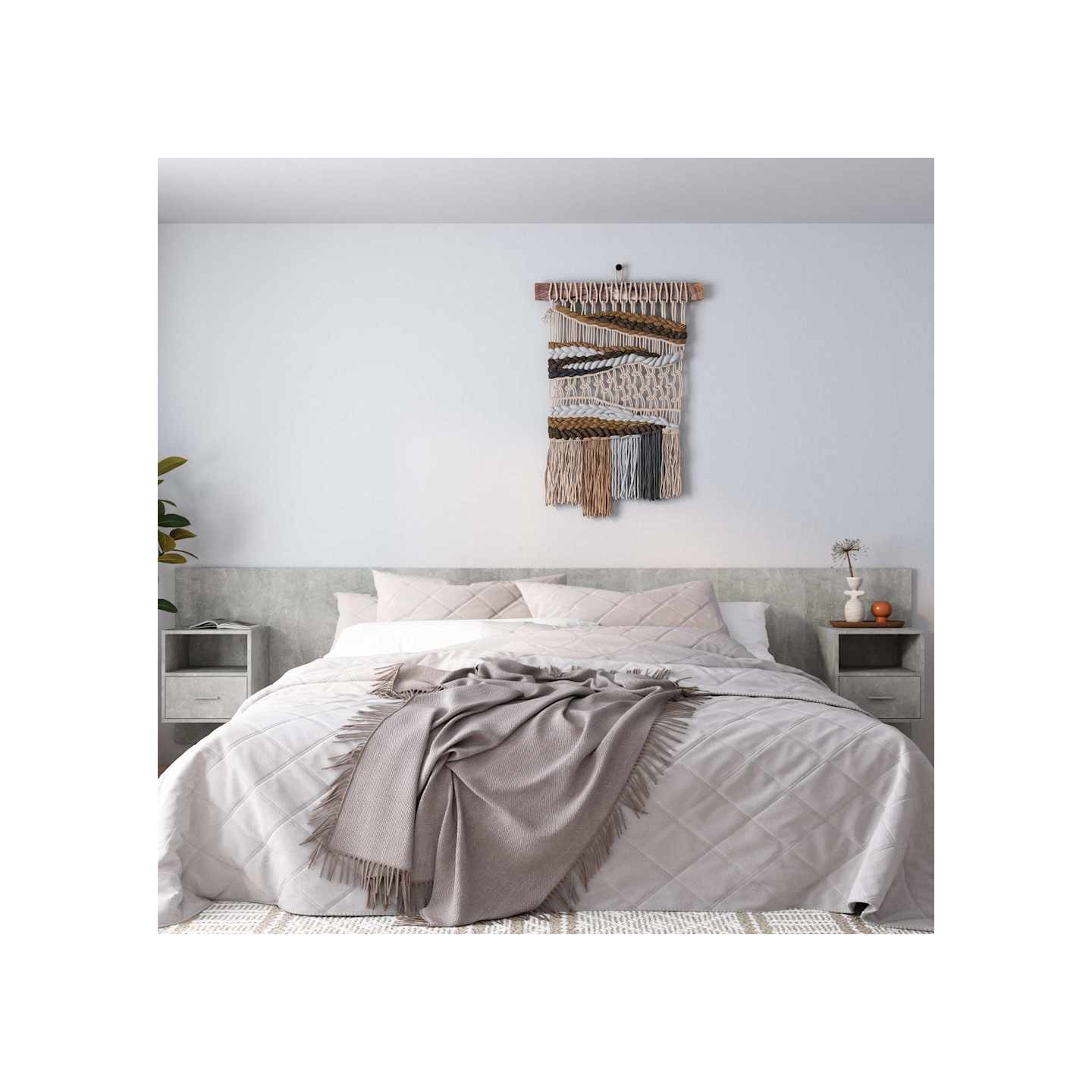 Tête de lit avec armoires Gris béton Bois d'ingénierie