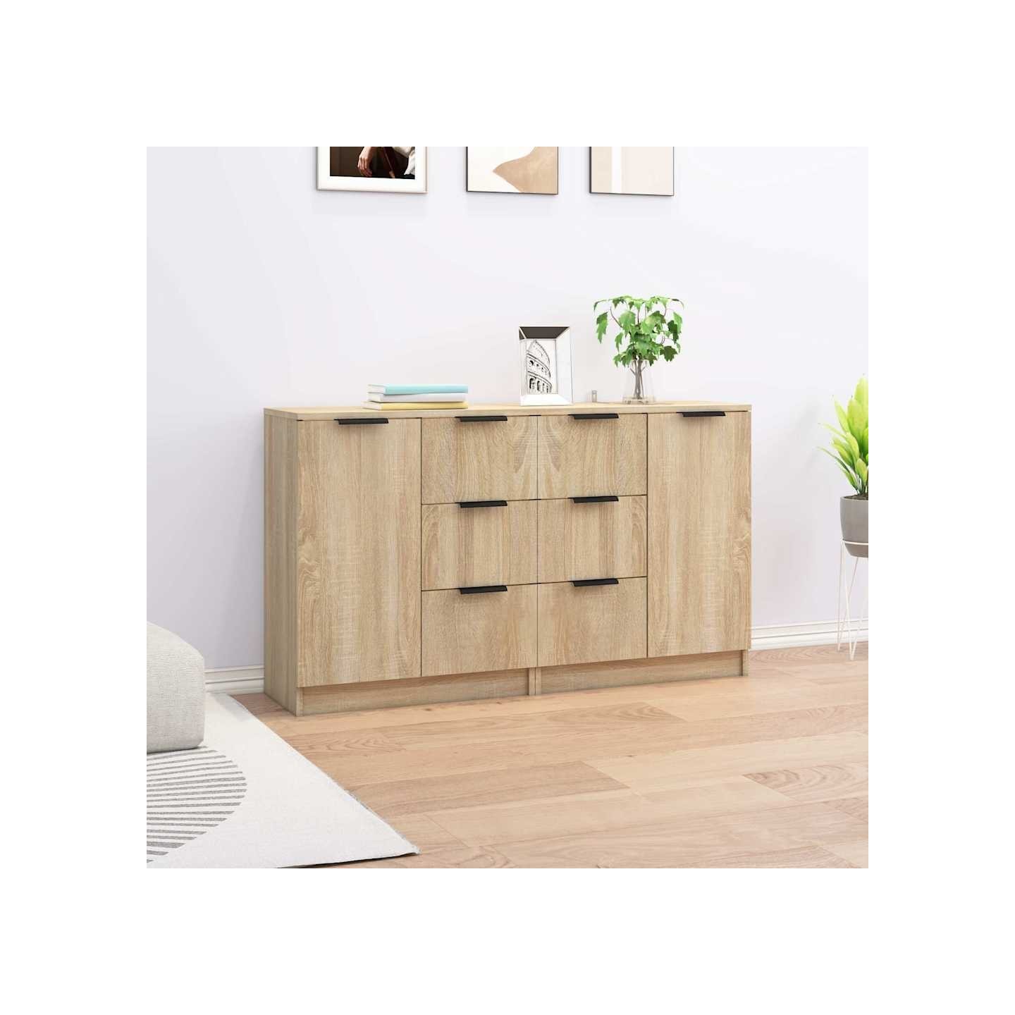 Buffets 2 pcs Chêne sonoma 60x30x70 cm Bois d'ingénierie