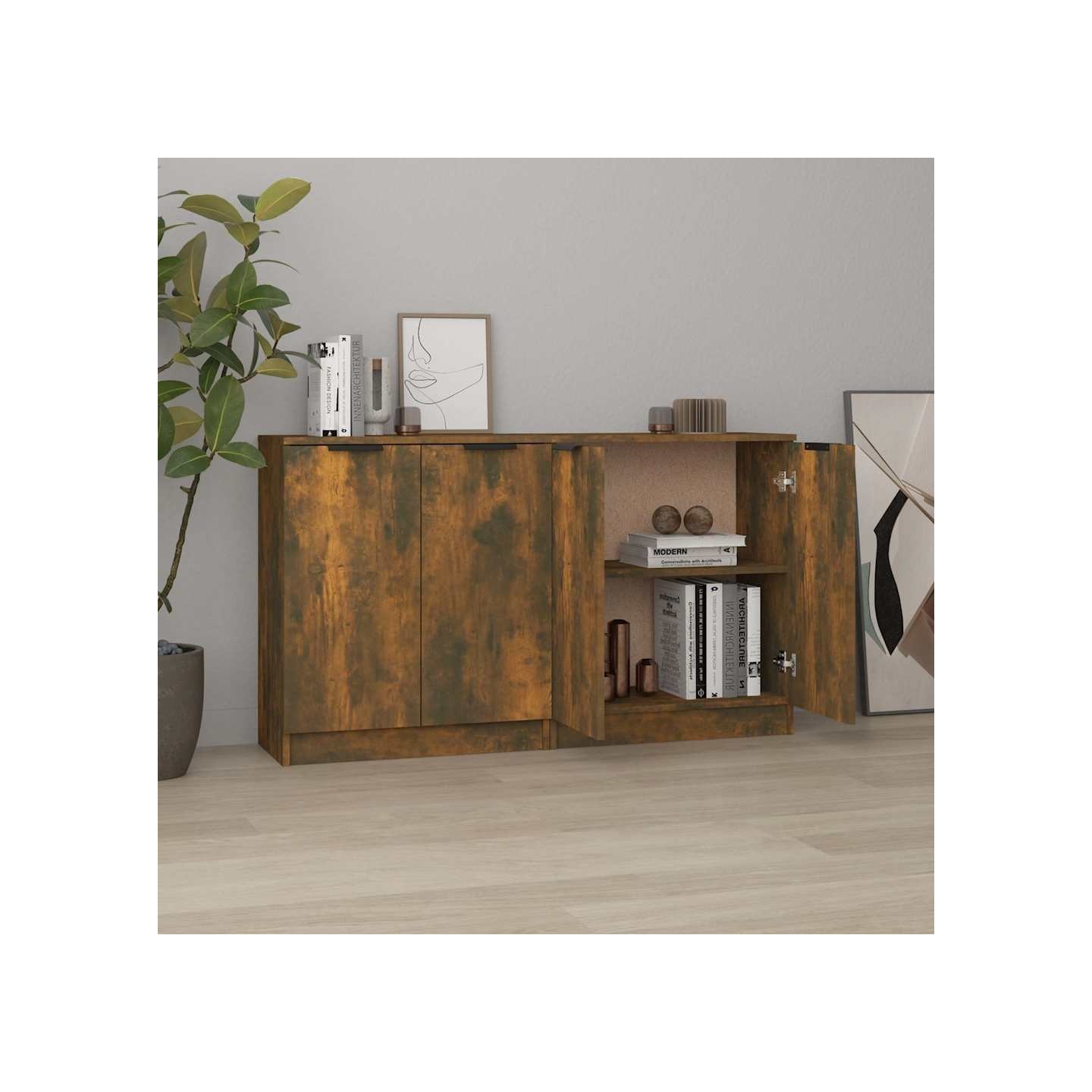Buffets 2 pcs Chêne fumé 60x30x70 cm Bois d'ingénierie