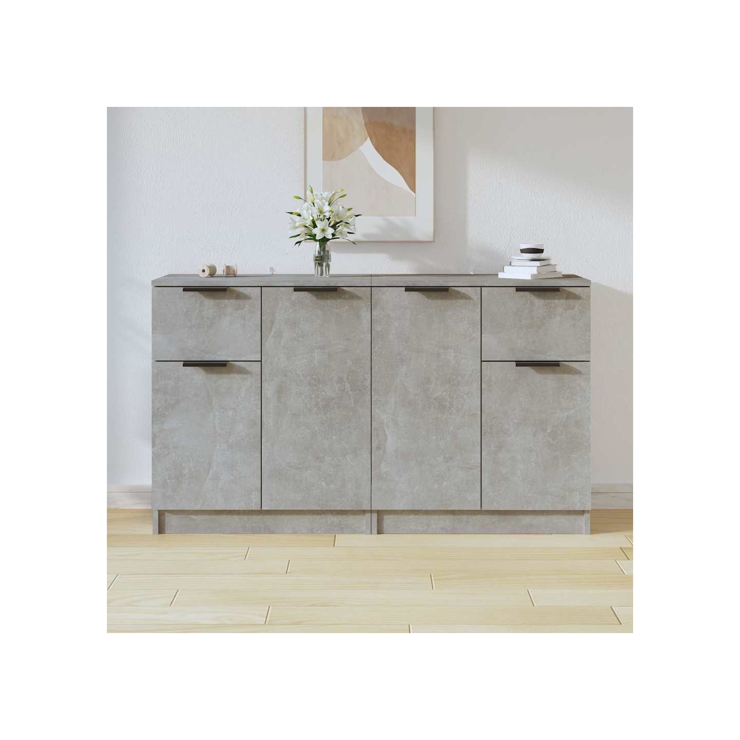 Buffets 2 pcs Gris béton 60x30x70 cm Bois d'ingénierie