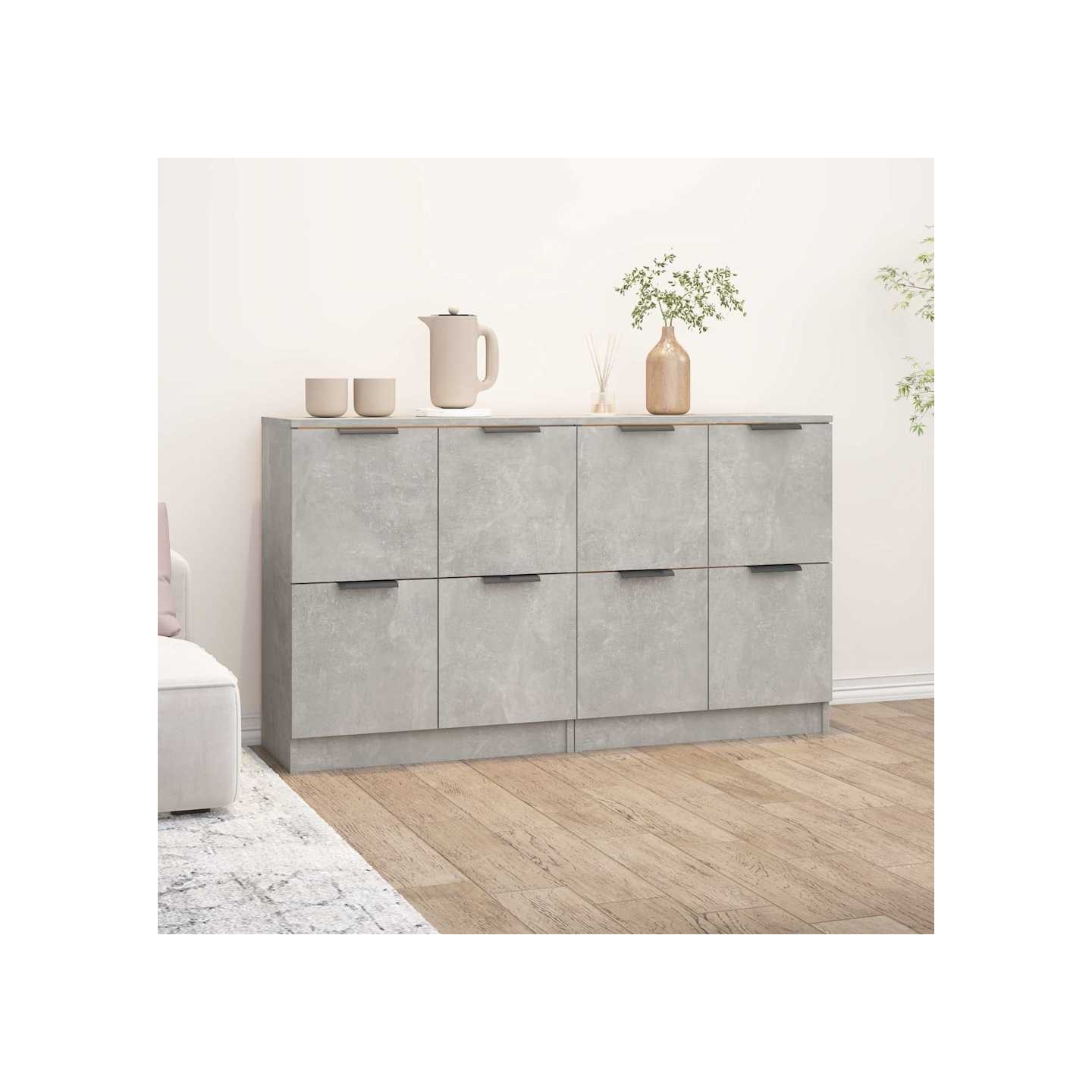 Buffets 2 pcs Gris béton 60x30x70 cm Bois d'ingénierie