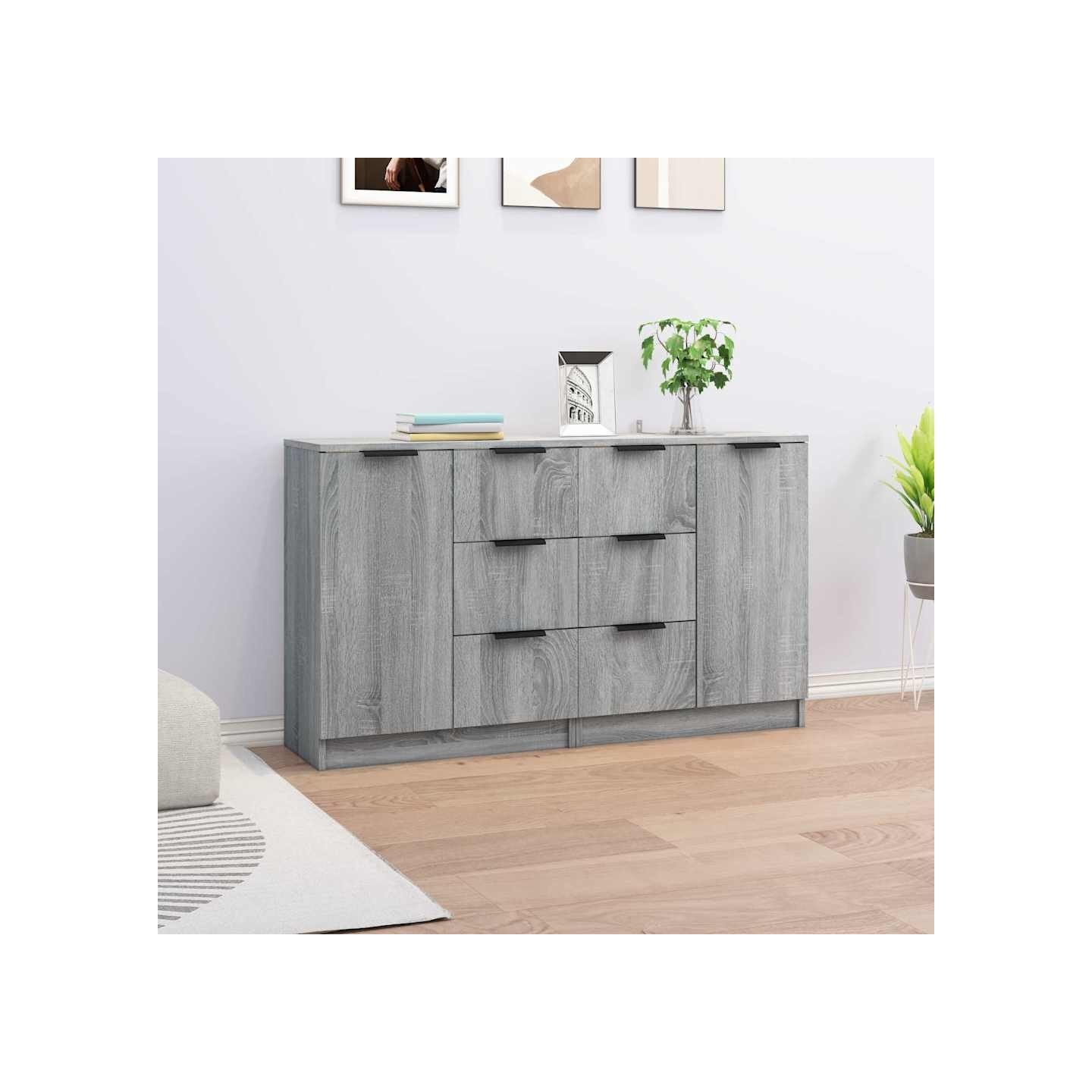 Buffets 2 pcs Sonoma gris 60x30x70 cm Bois d'ingénierie