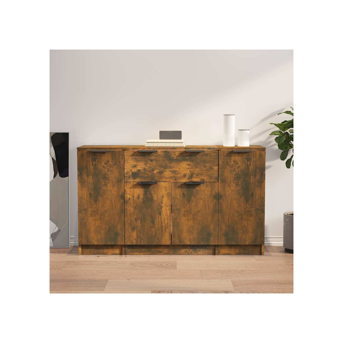 Buffets 3 pcs Chêne fumé Bois d'ingénierie