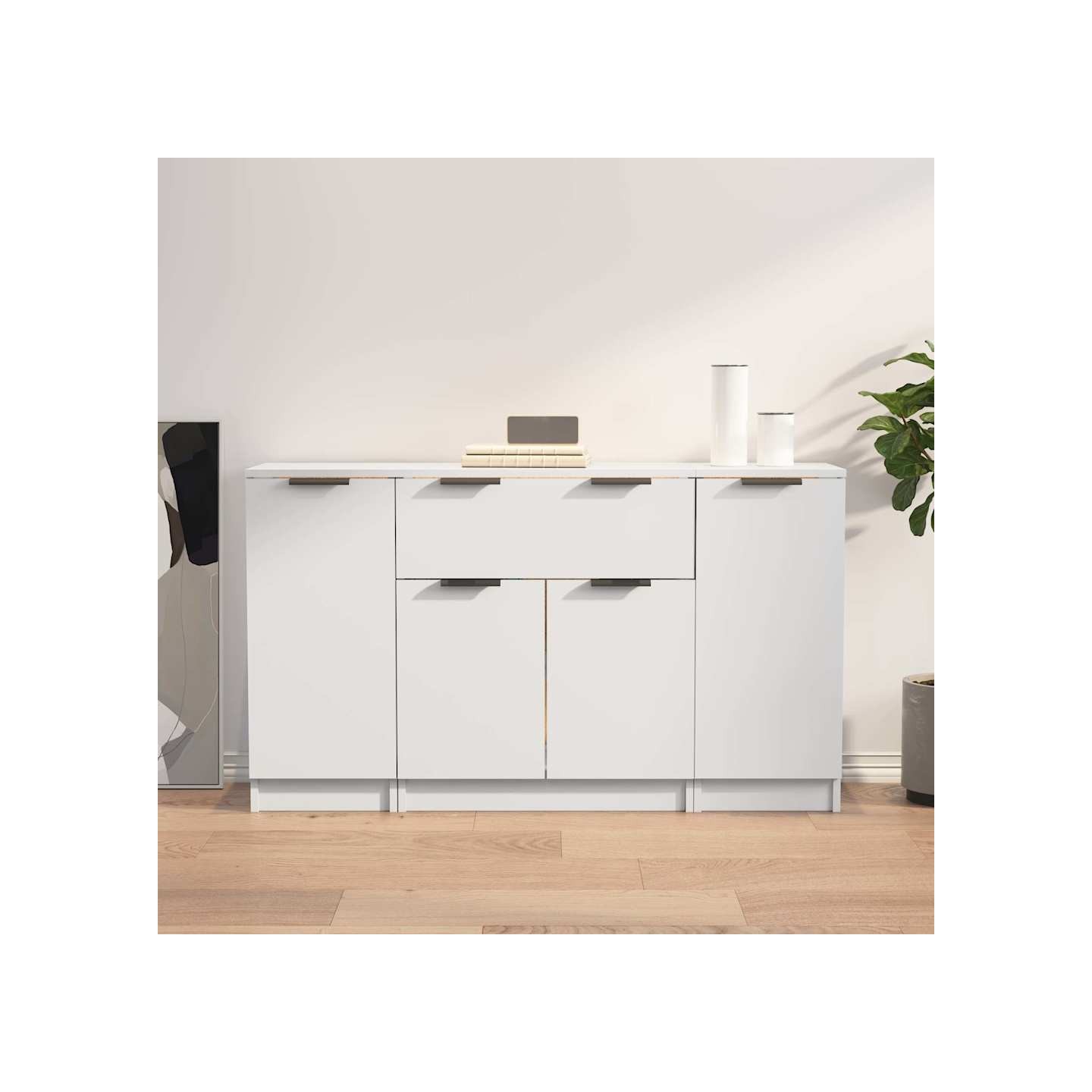 Buffets 3 pcs Blanc Bois d'ingénierie