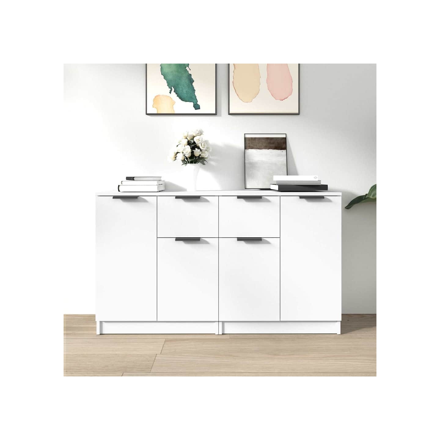 Buffets 2 pcs blanc 60x30x70 cm Bois d'ingénierie