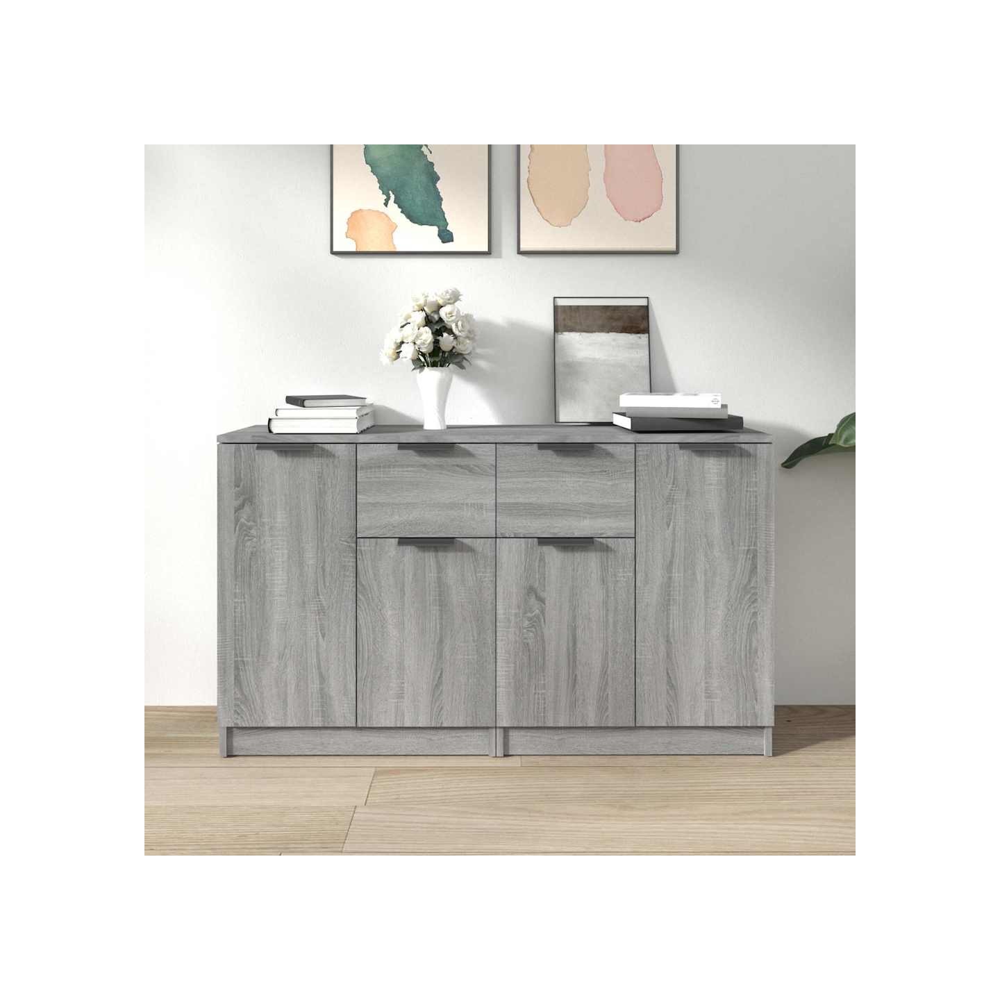 Buffets 2 pcs Sonoma gris 60x30x70 cm Bois d'ingénierie