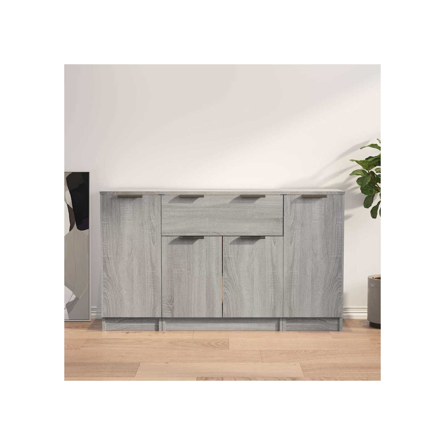 Buffets 3 pcs Sonoma gris Bois d'ingénierie