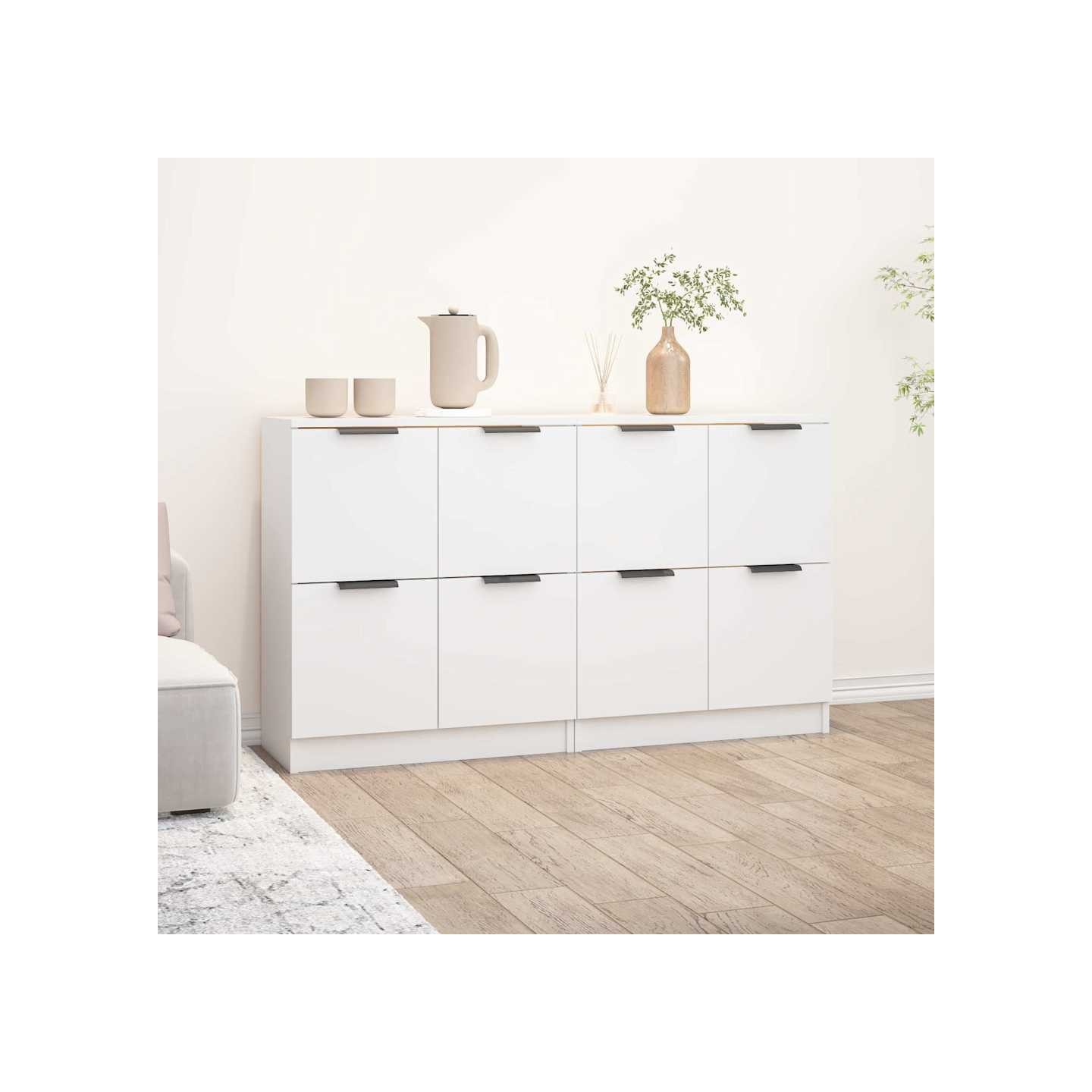 Buffets 2 pcs blanc 60x30x70 cm Bois d'ingénierie