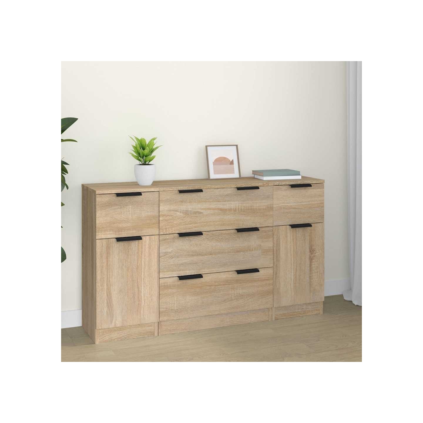 Ensemble de buffets 3 pcs Chêne sonoma Bois d'ingénierie