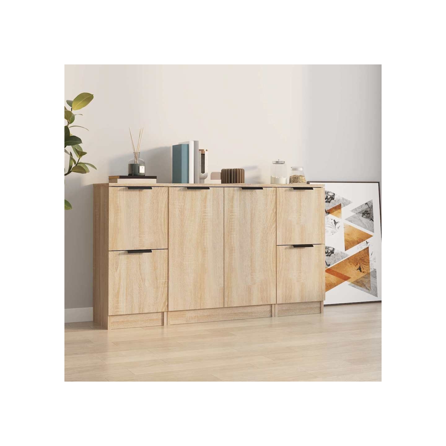 Buffets 3 pcs Chêne sonoma Bois d'ingénierie
