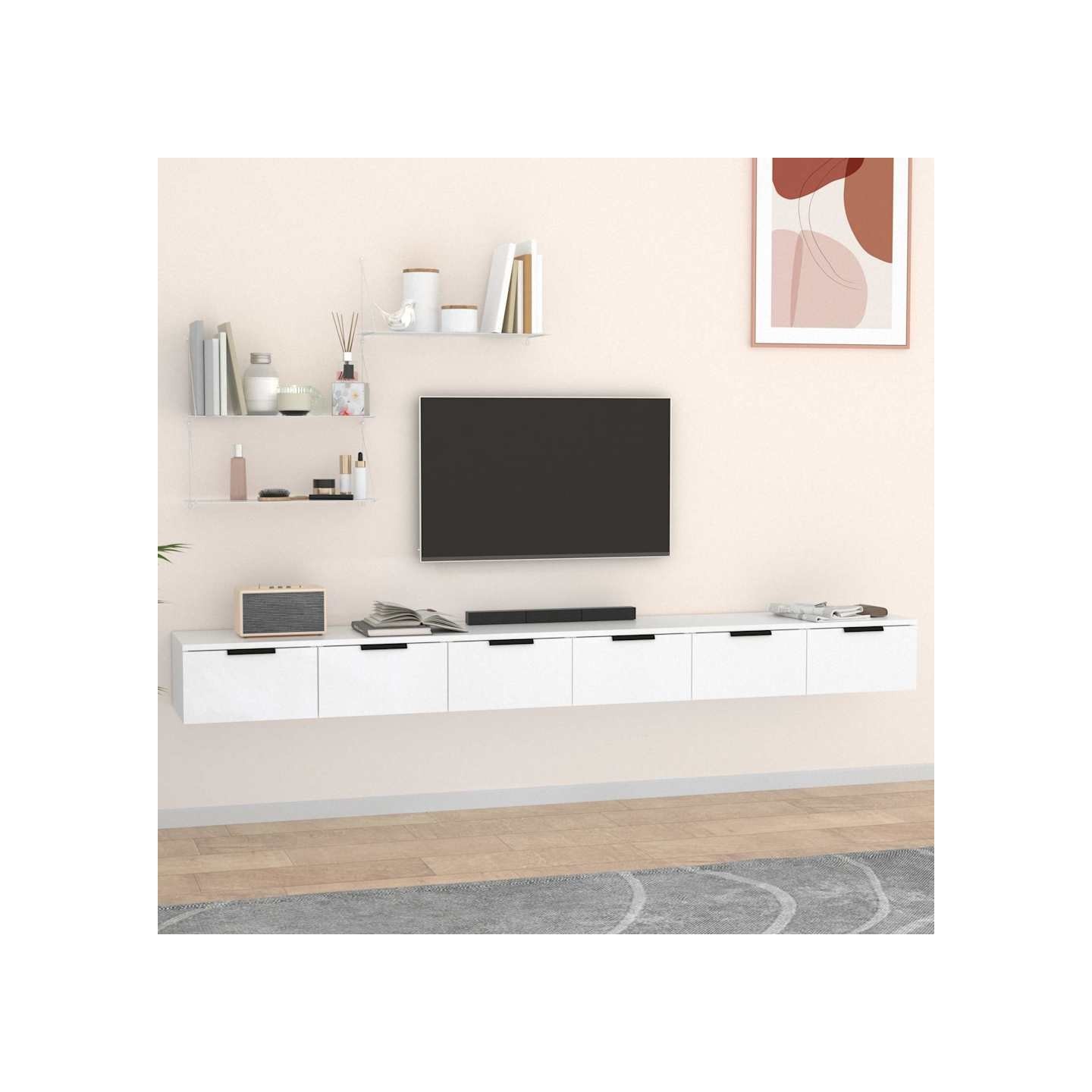 Armoires murales 2 pcs blanc 102x30x20 cm bois d'ingénierie