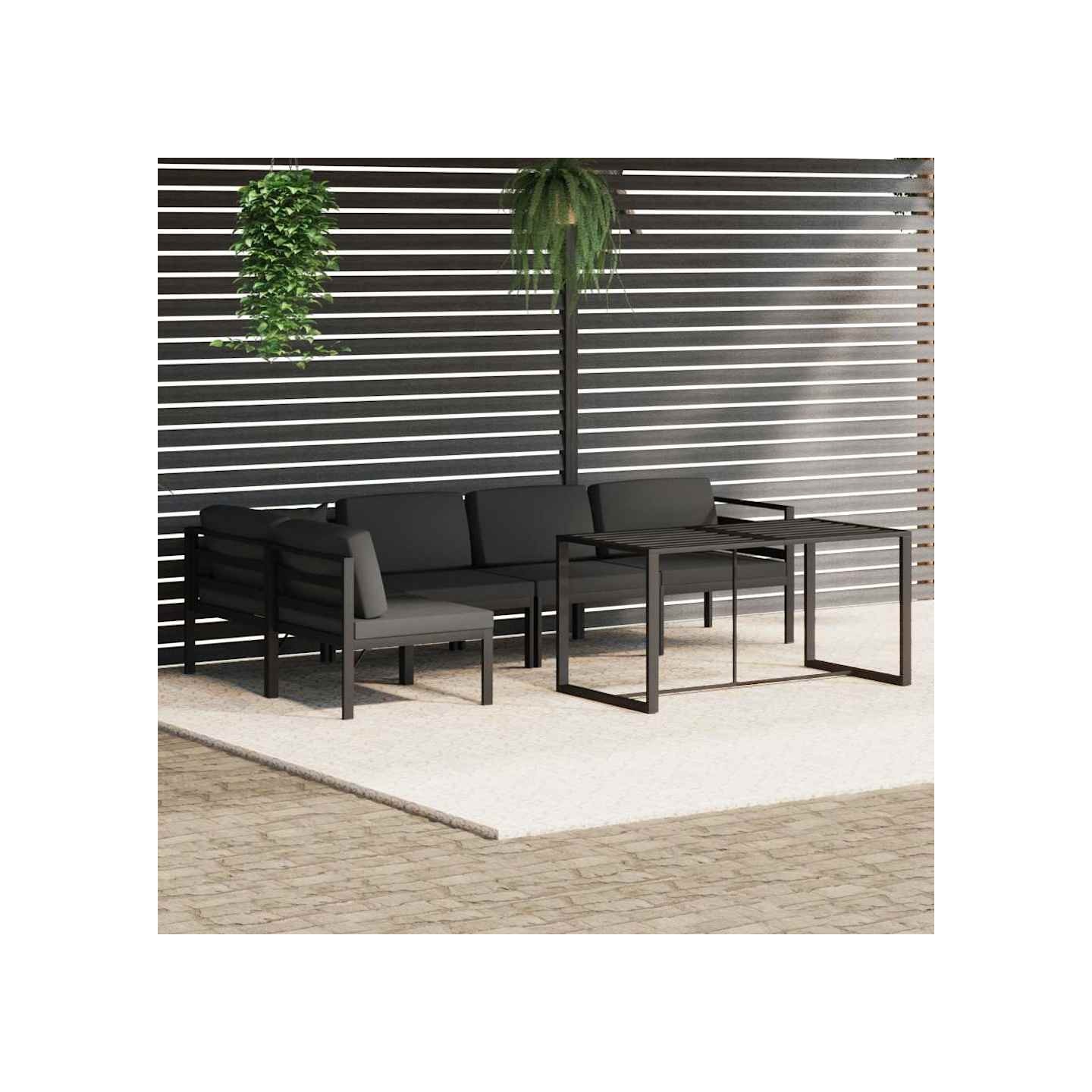 Salon de jardin 6 pcs avec coussins Aluminium Anthracite