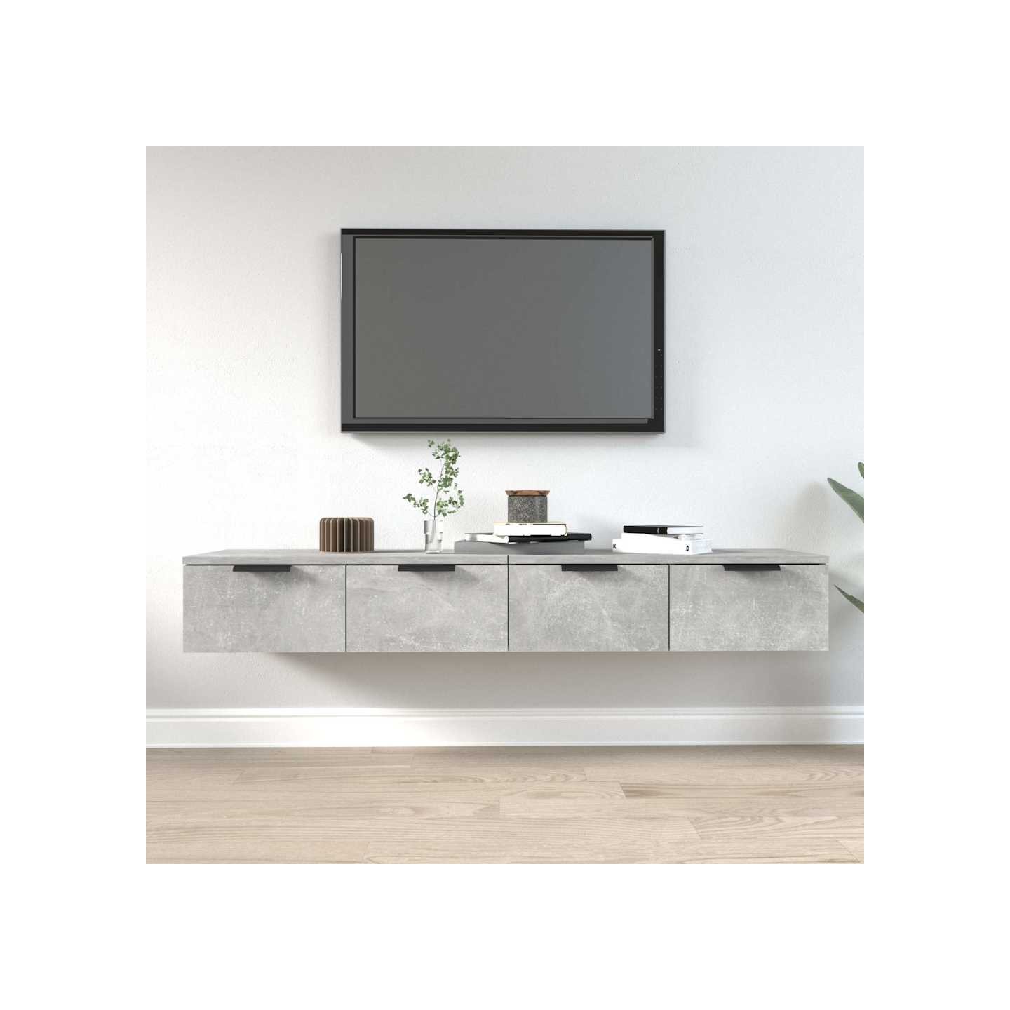 Armoires murales 2 pcs Gris béton 68x30x20 cm Bois d'ingénierie