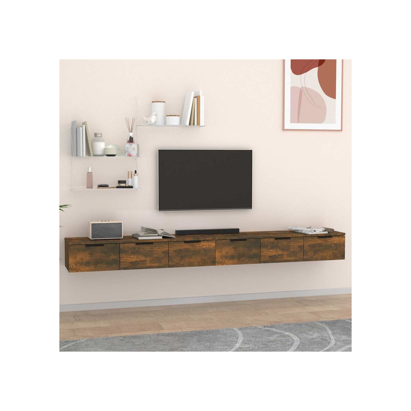 Armoires murales 2pcs Chêne fumé 102x30x20 cm Bois d'ingénierie
