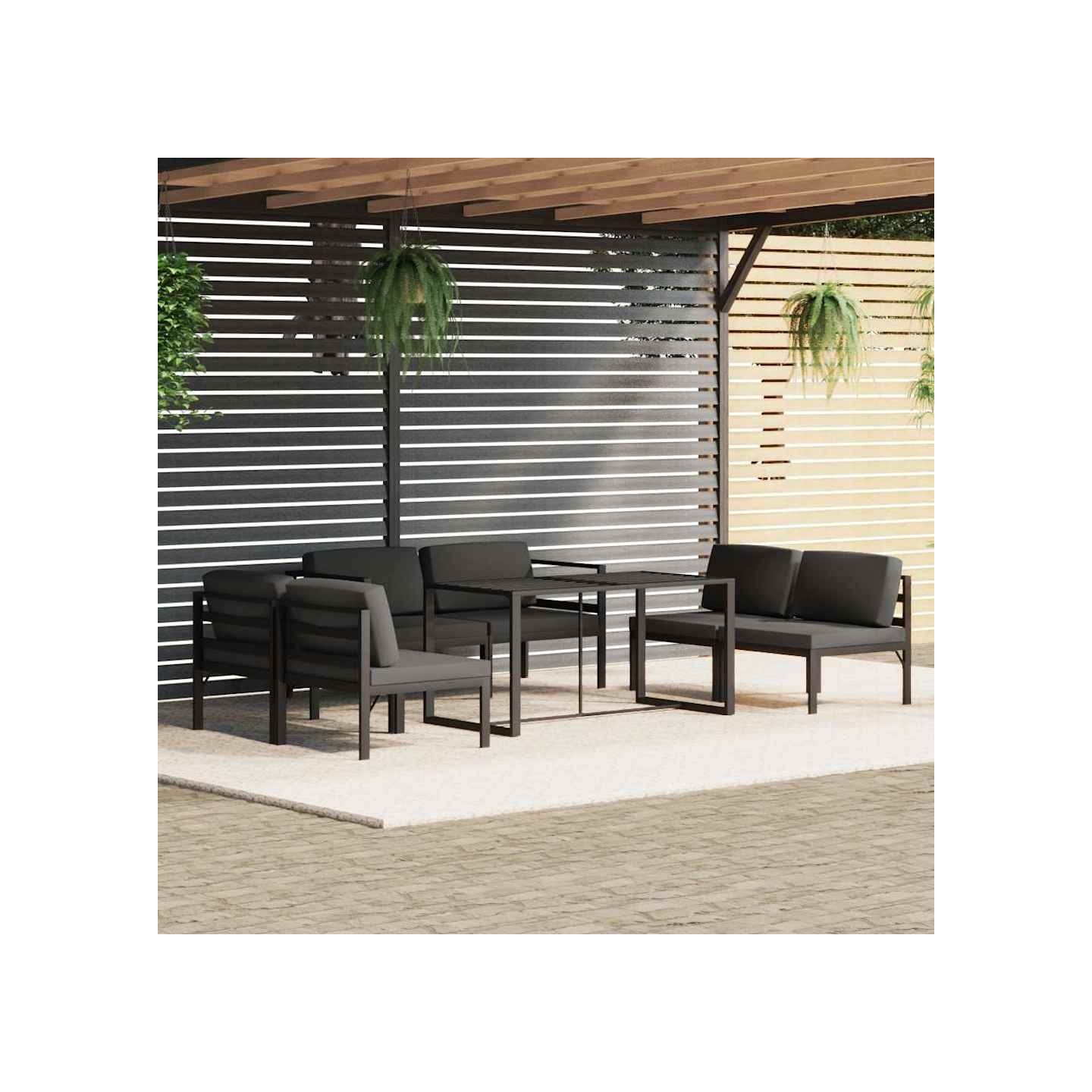 Salon de jardin 7 pcs avec coussins Aluminium Anthracite