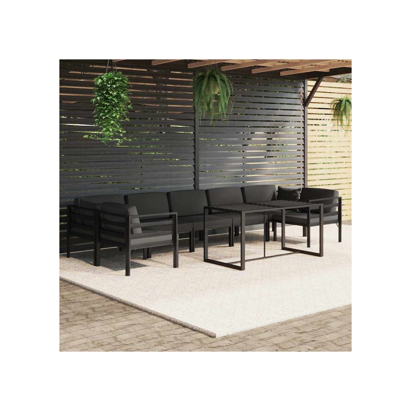 Salon de jardin 8 pcs avec coussins Aluminium Anthracite