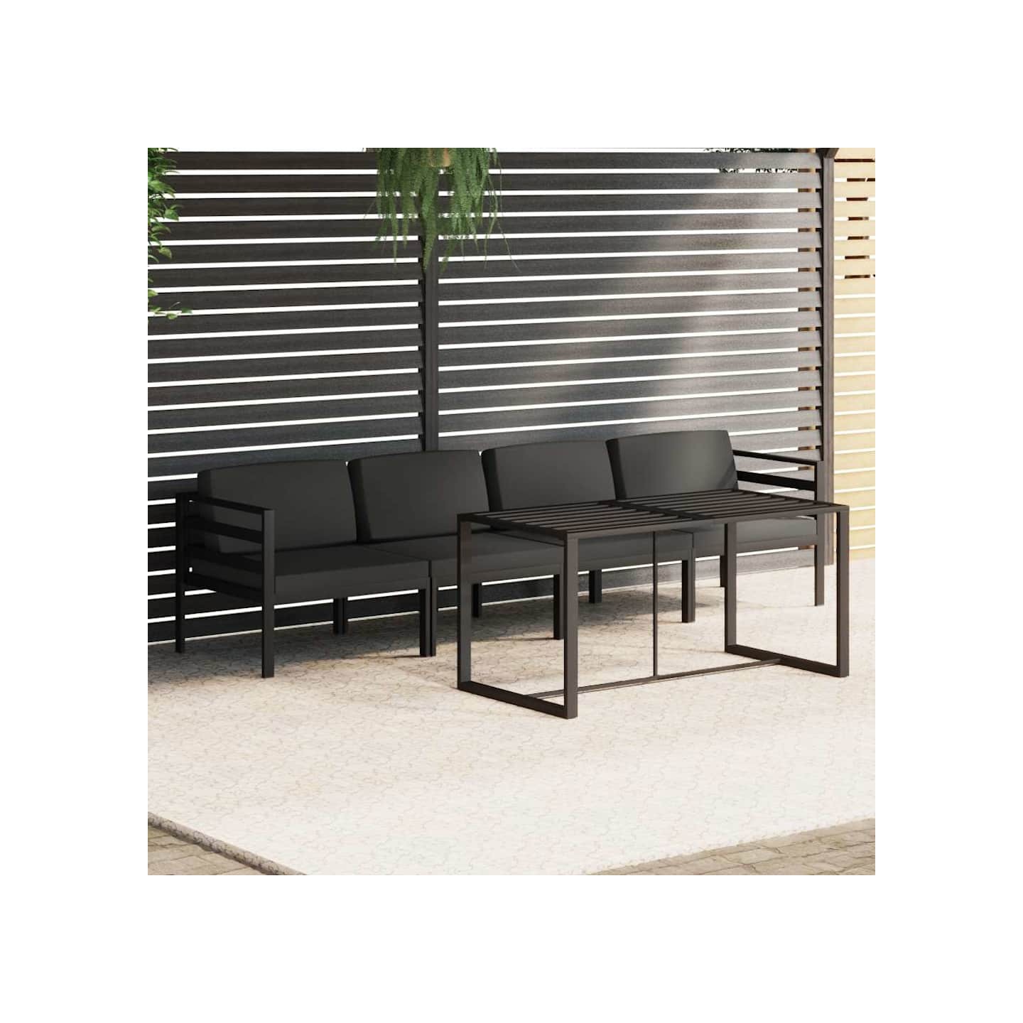 Salon de jardin 5 pcs avec coussins Aluminium Anthracite