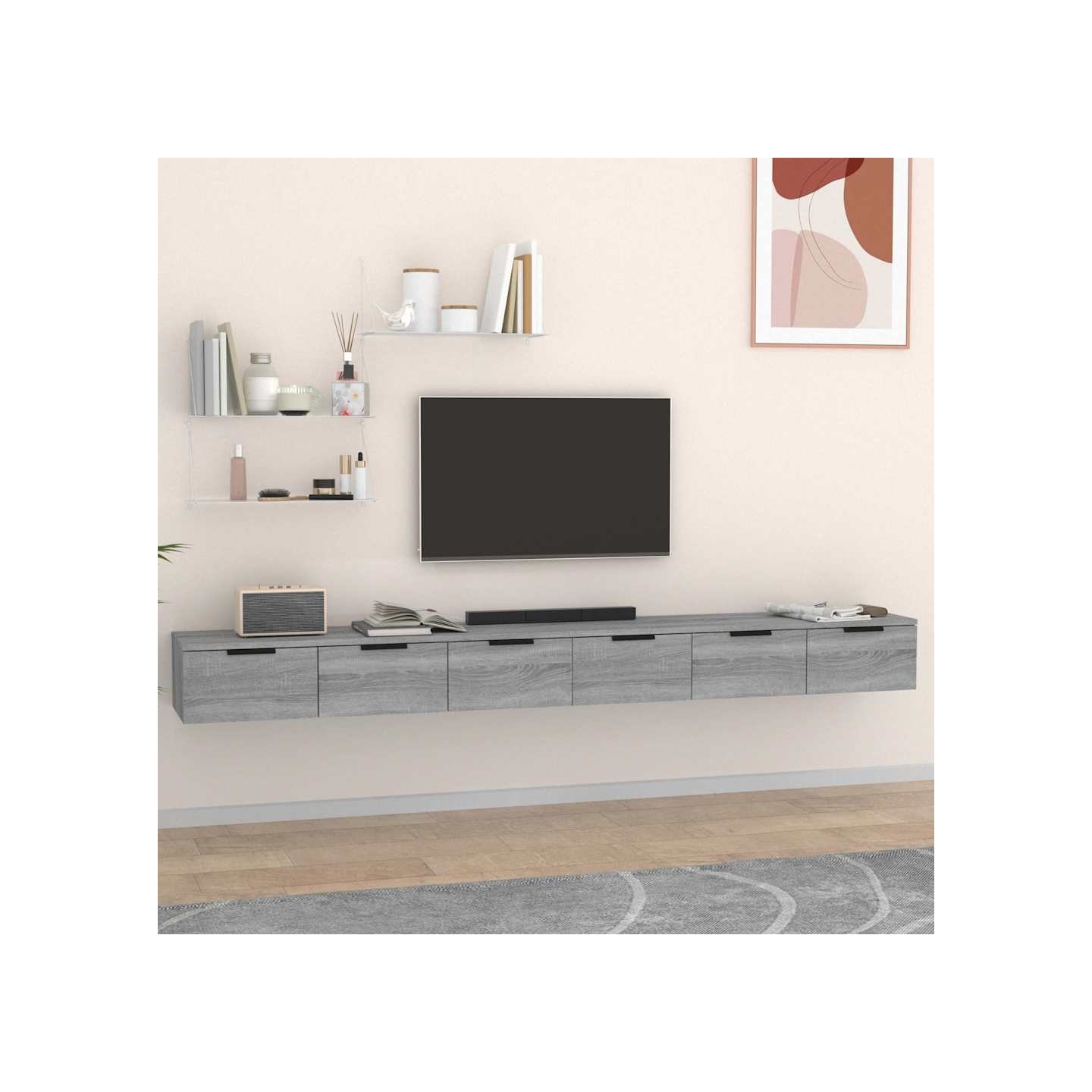 Armoires murales 2pcs Sonoma gris 102x30x20cm Bois d'ingénierie