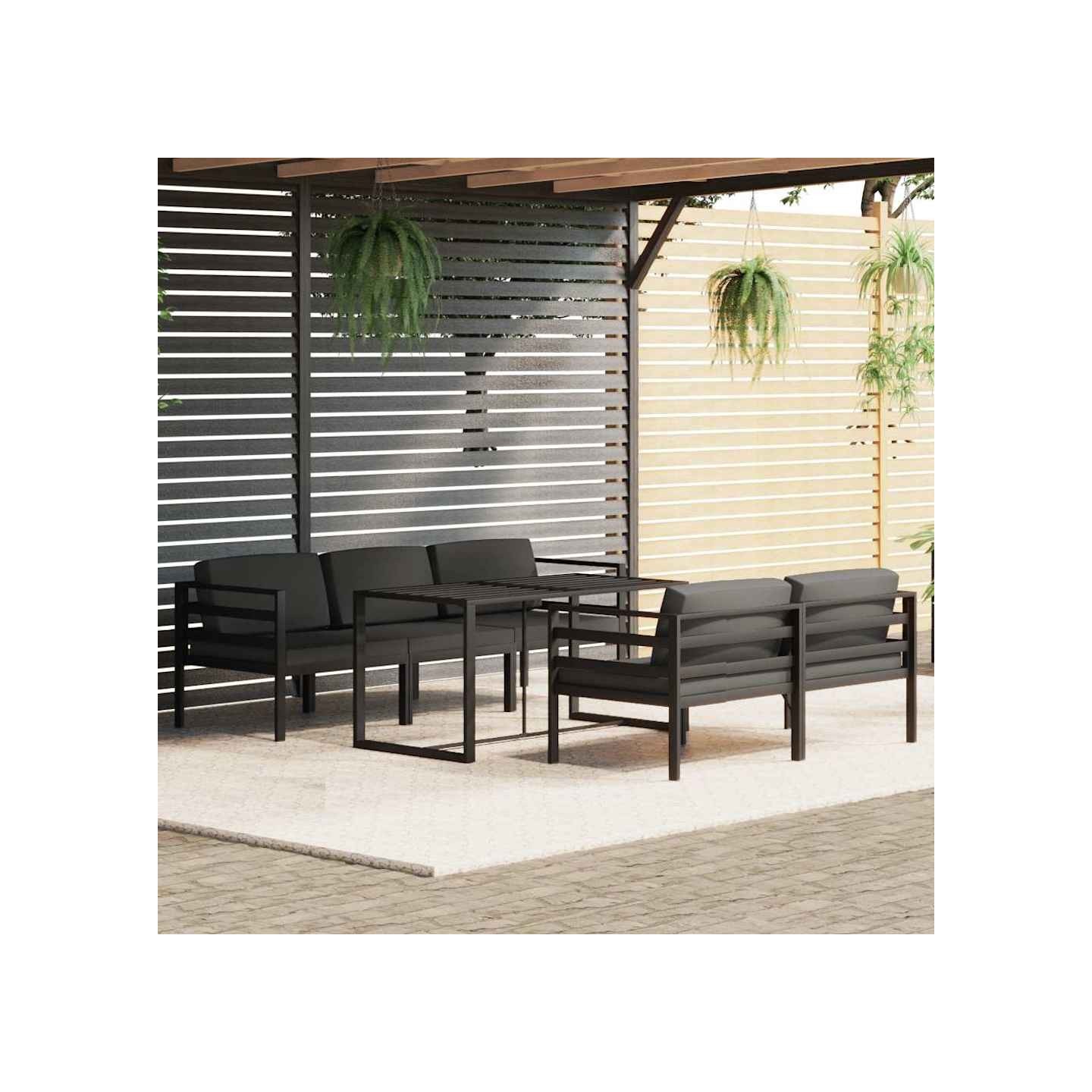 Salon de jardin 6 pcs avec coussins Aluminium Anthracite