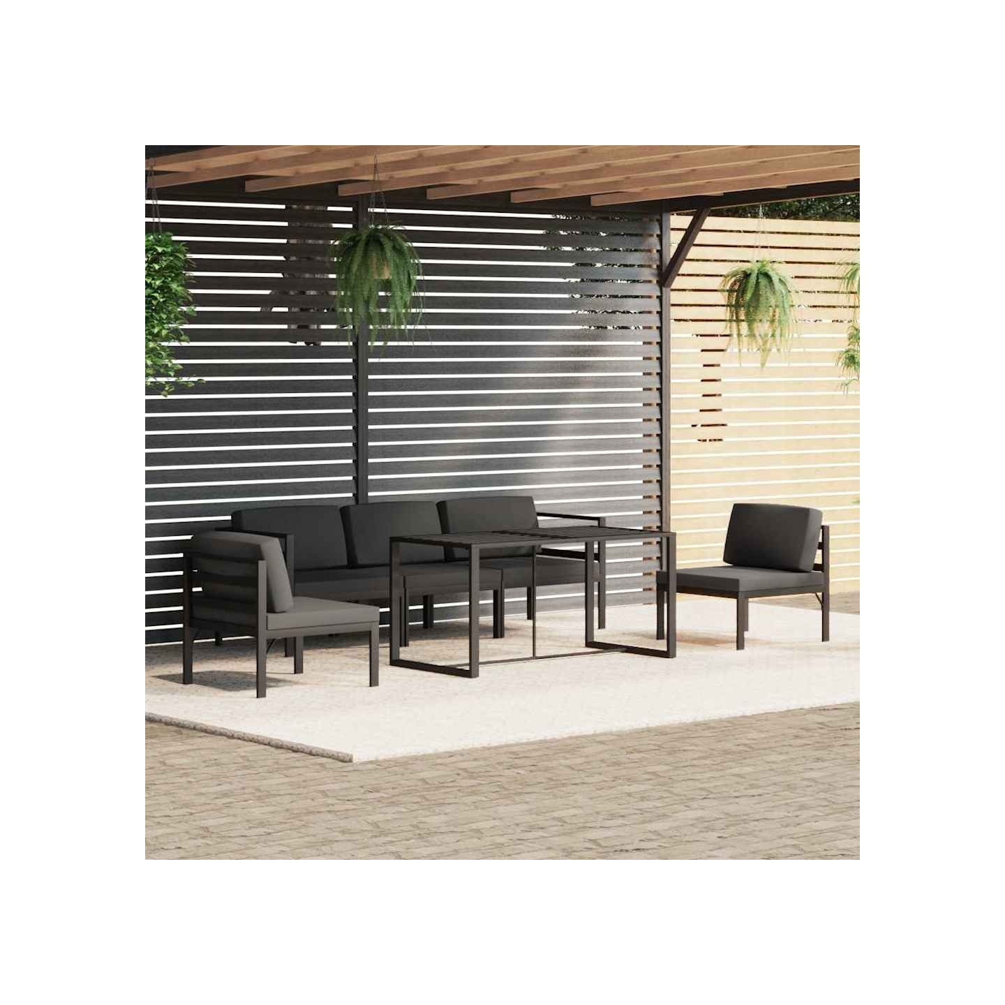 Salon de jardin 6 pcs avec coussins Aluminium Anthracite