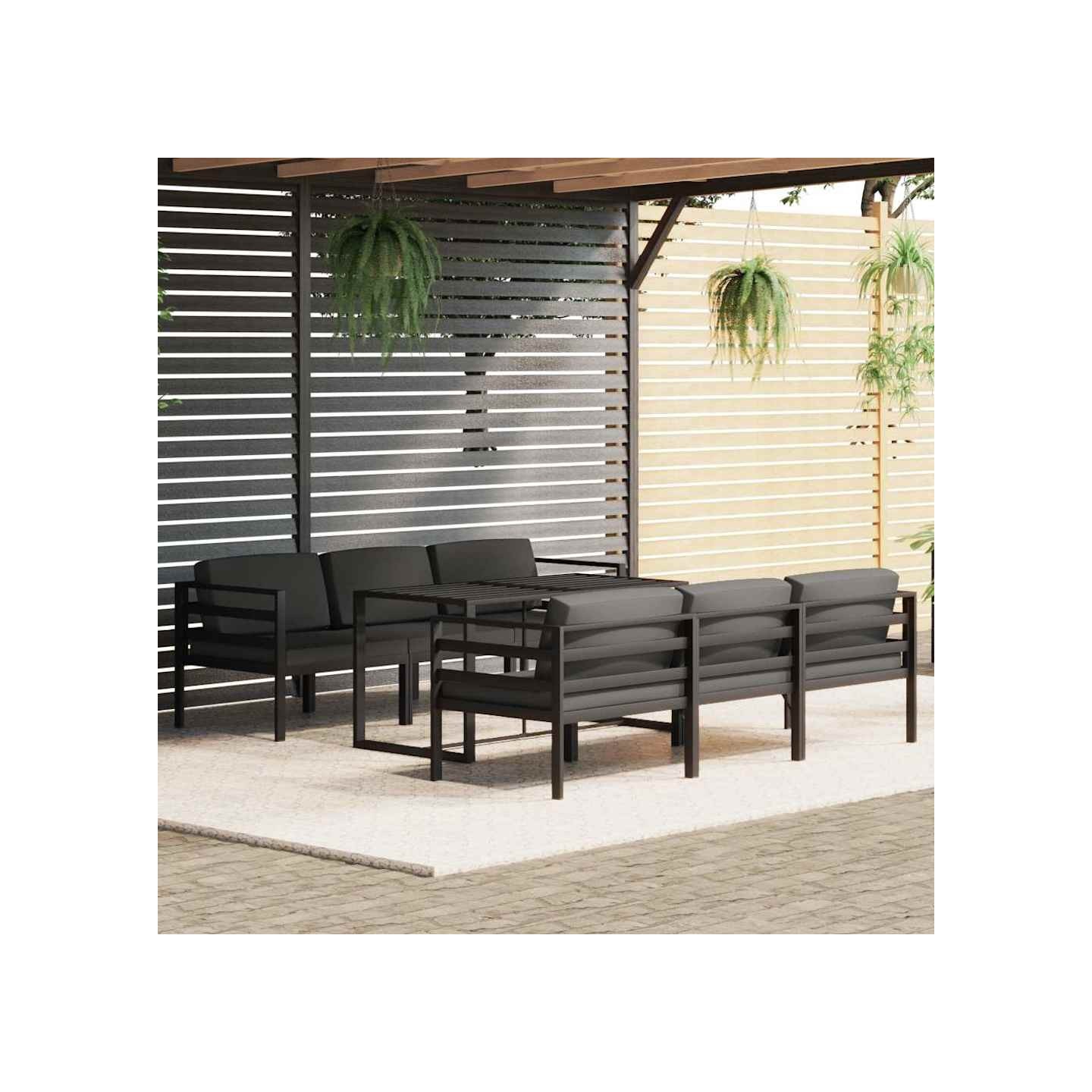 Salon de jardin 7 pcs avec coussins Aluminium Anthracite