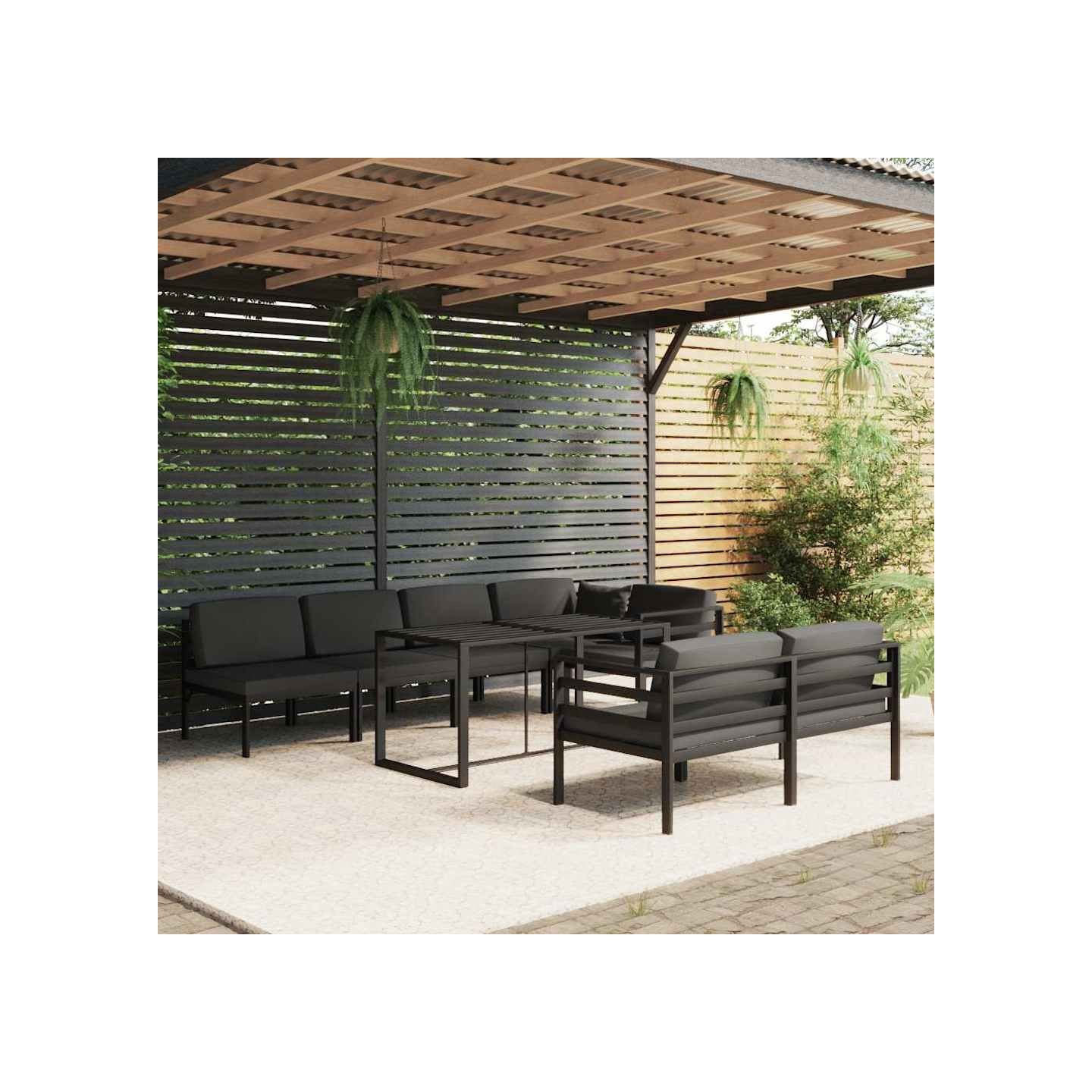 Salon de jardin 8 pcs avec coussins Aluminium Anthracite