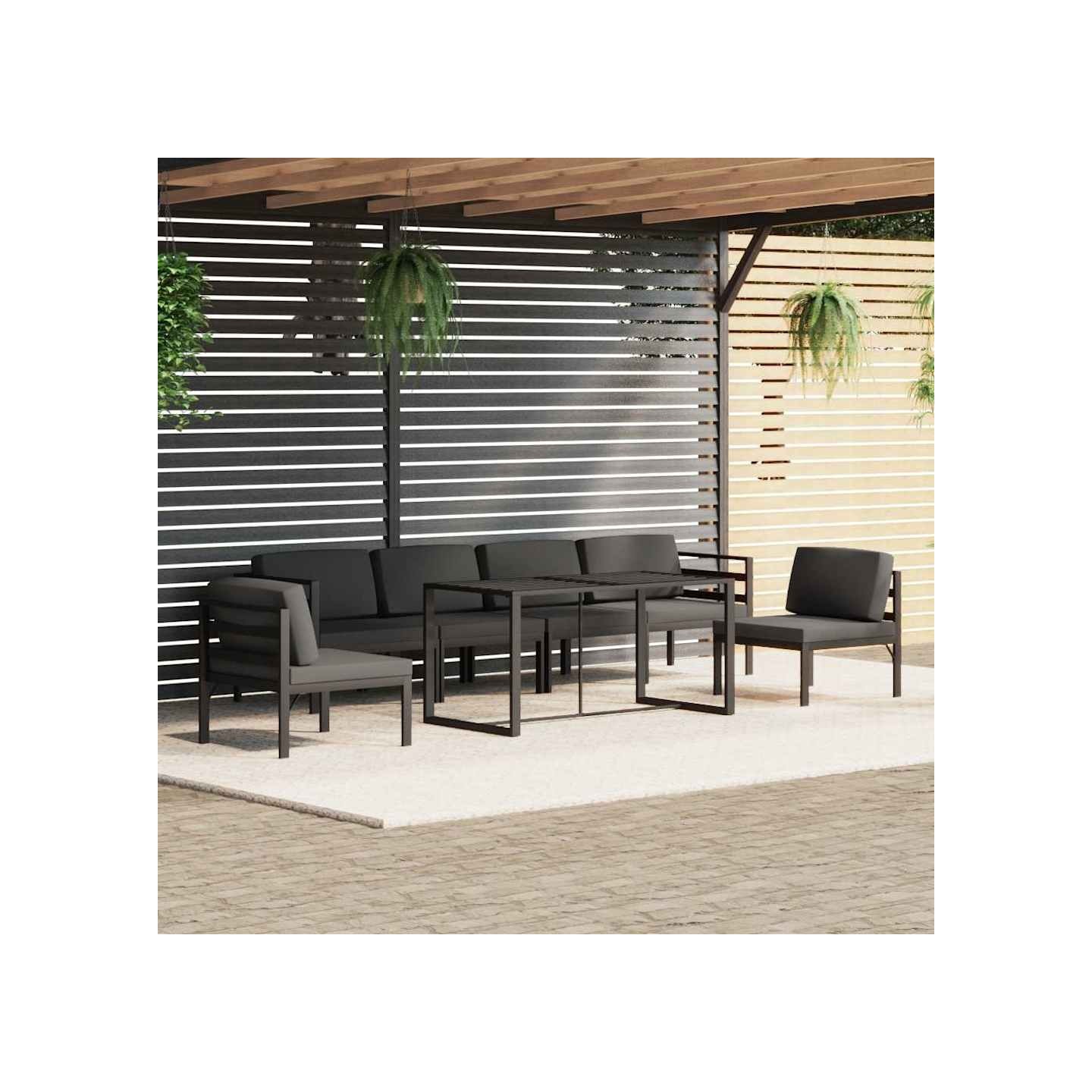 Salon de jardin 7 pcs avec coussins Aluminium Anthracite