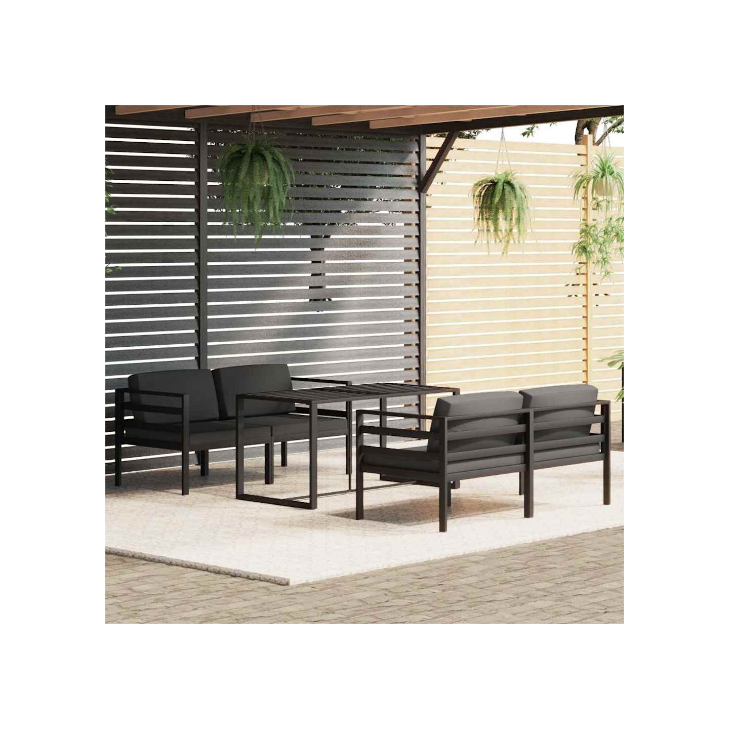 Salon de jardin 5 pcs avec coussins Aluminium Anthracite