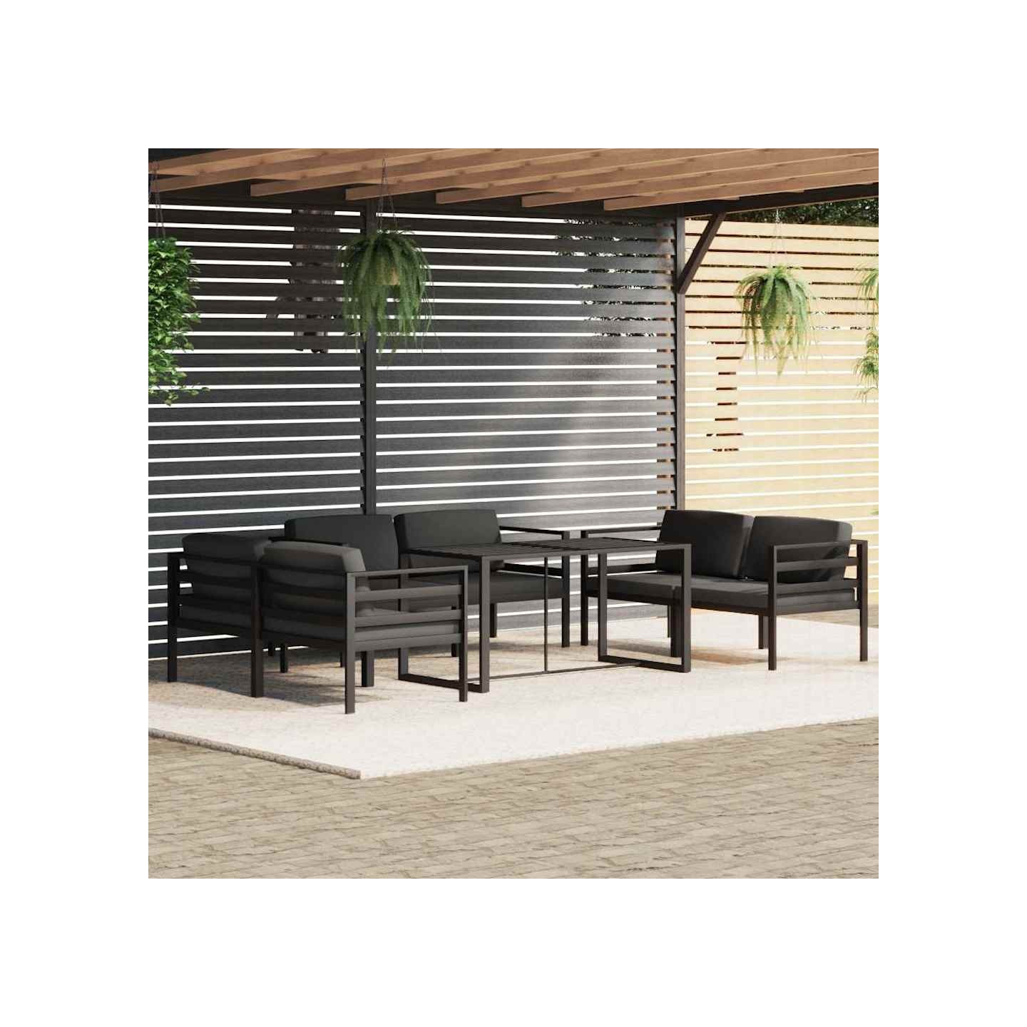 Salon de jardin 7 pcs avec coussins Aluminium Anthracite