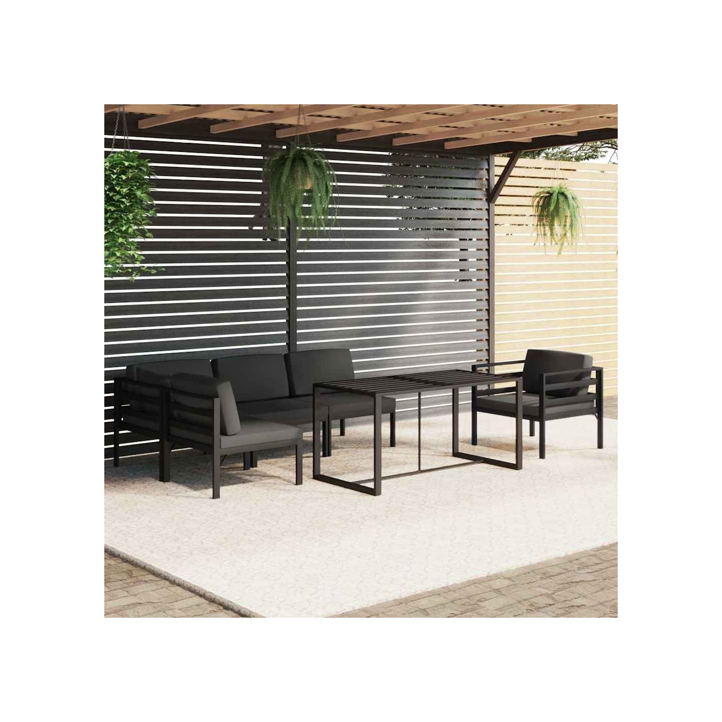Salon de jardin 6 pcs avec coussins Aluminium Anthracite