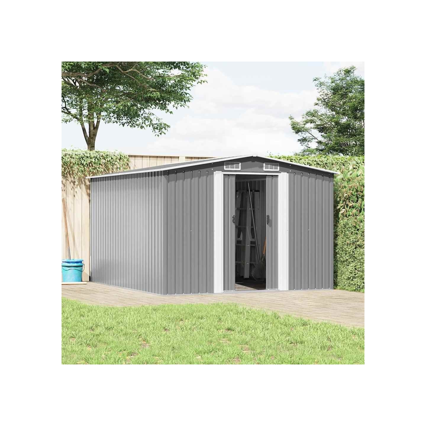 Abri de jardin 257x298x178 cm Métal Gris