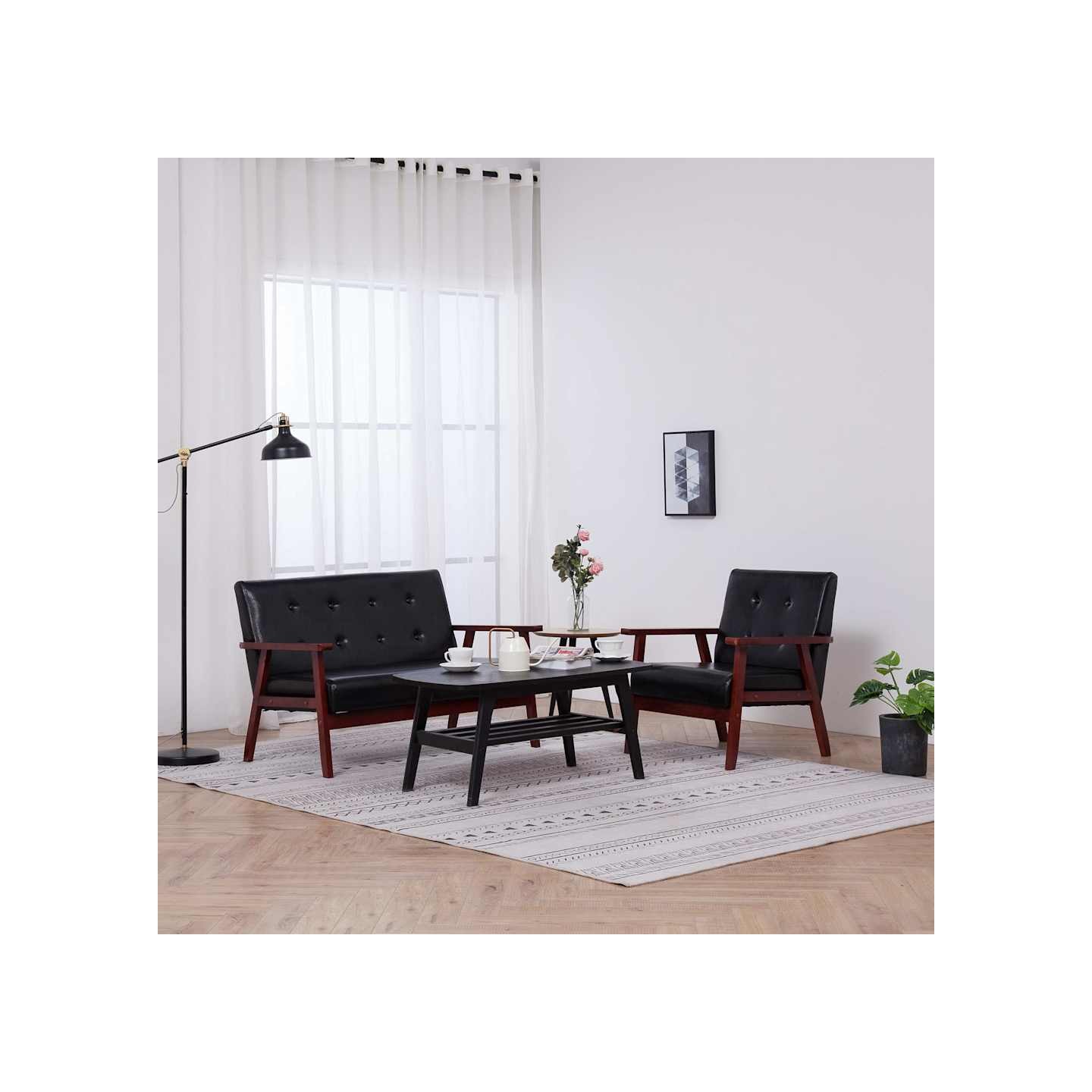 Ensemble de canapés 2 pcs noir similicuir
