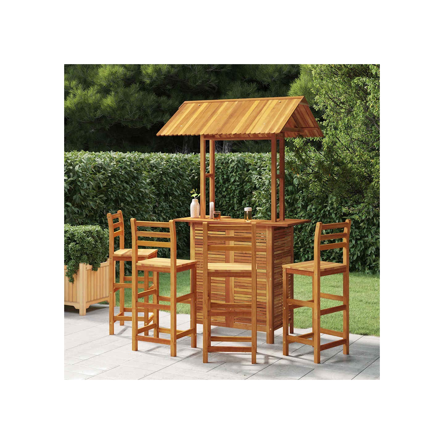 Ensemble de bar de jardin 5 pcs Bois d'acacia solide