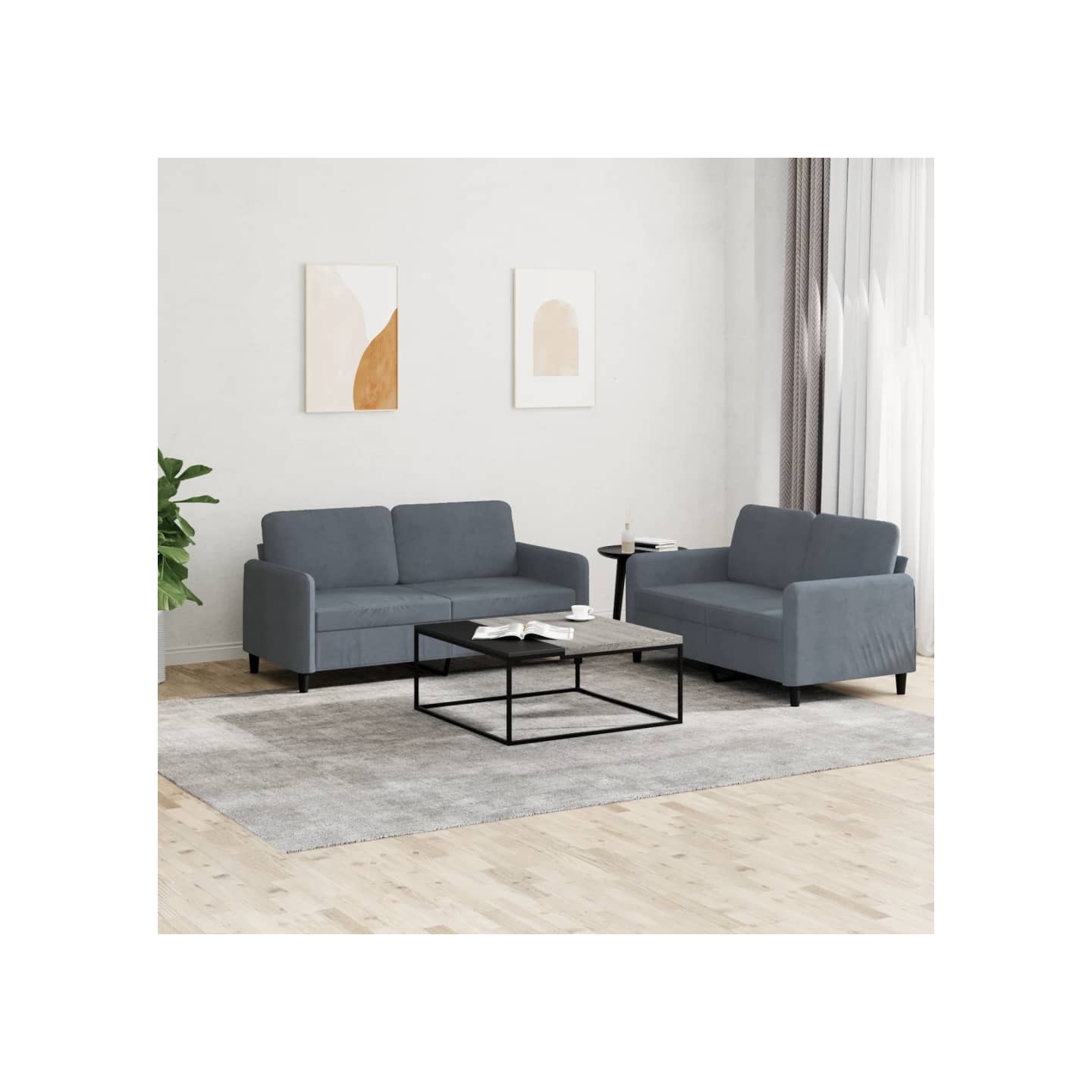 Ensemble de canapés 2 pcs gris foncé velours