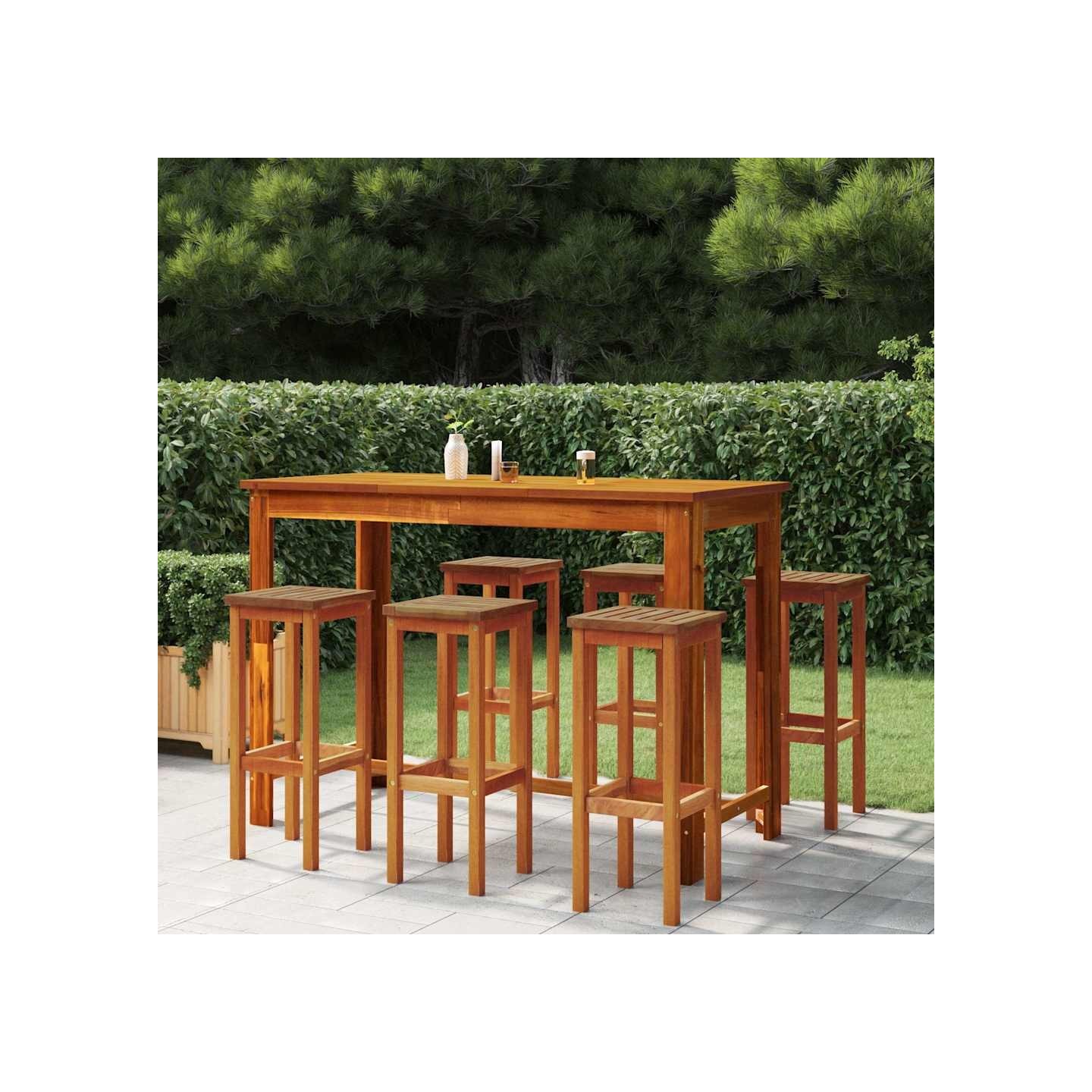 Ensemble de bar de jardin 7 pcs bois d'acacia solide