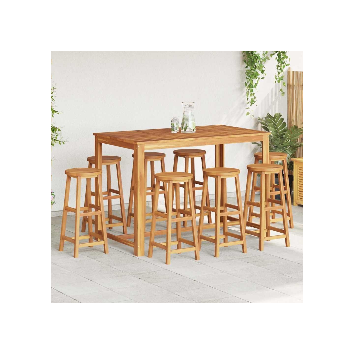 Tabourets de bar lot de 8 bois massif d'acacia