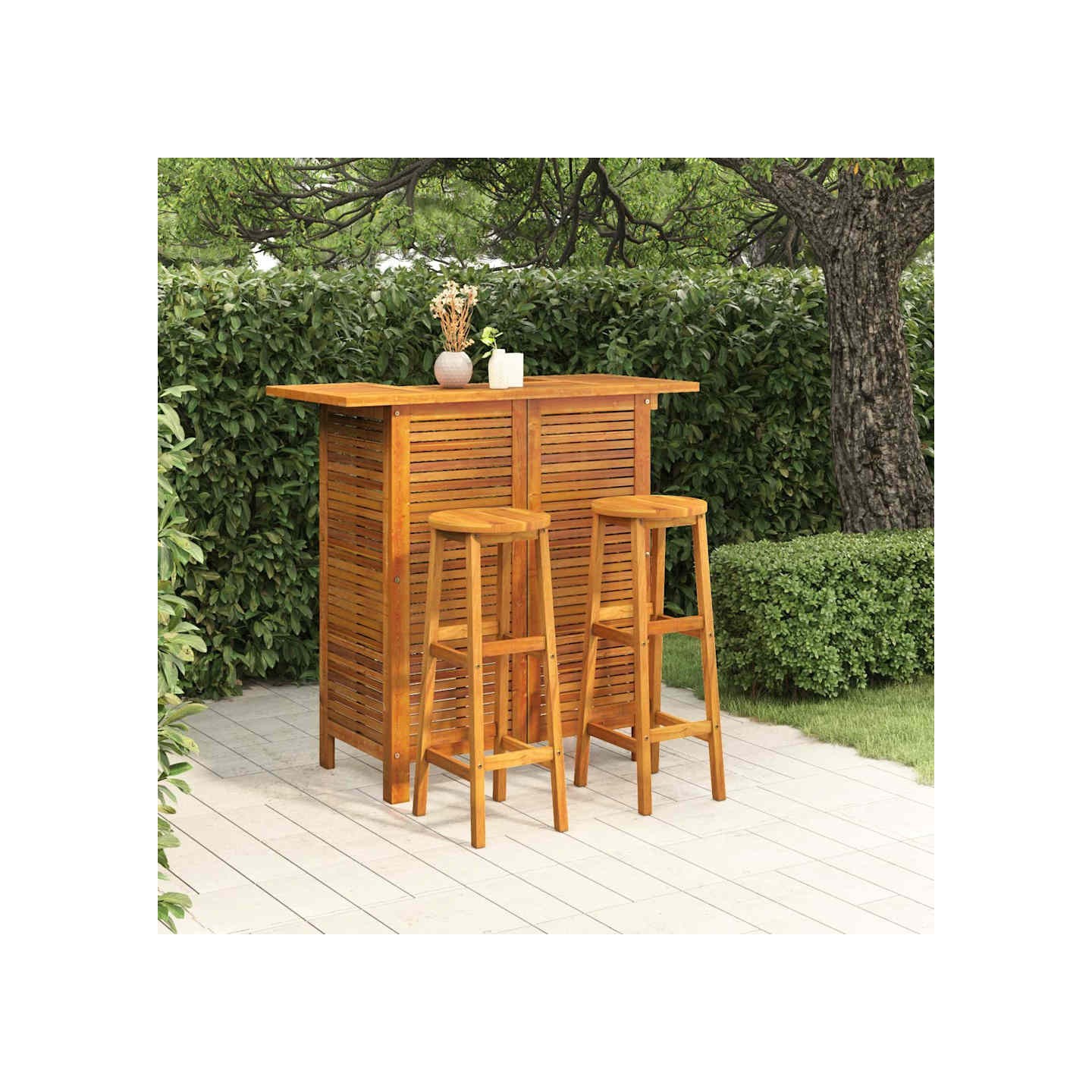 Ensemble de bar de jardin 3 pcs Bois d'acacia solide