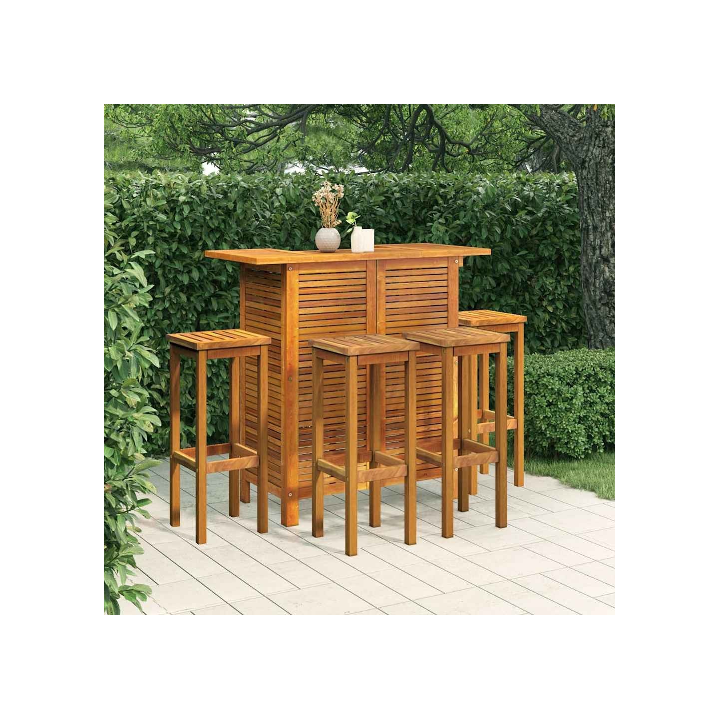 Ensemble de bar de jardin 5 pcs Bois d'acacia massif