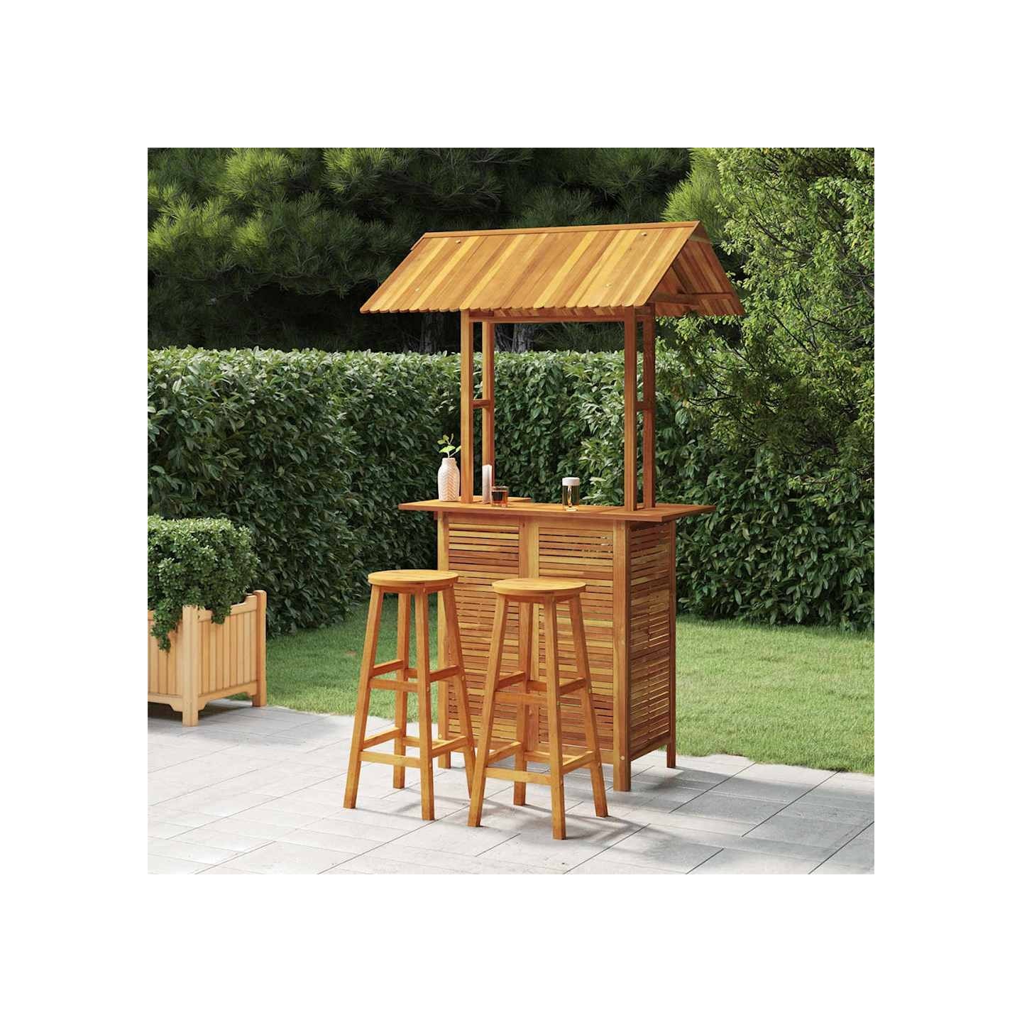 Ensemble de bar de jardin 3 pcs Bois d'acacia solide